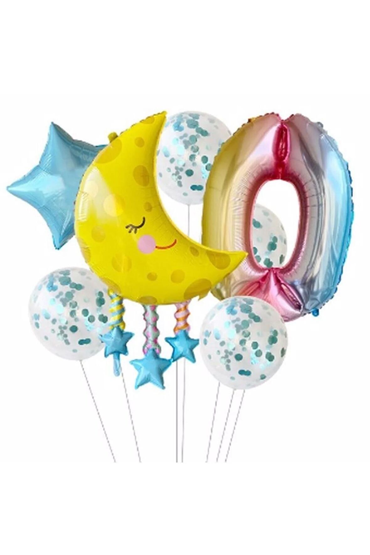 Ay Dede 0 Yaş Balon Set Yıldız Balon Folyo Set Ay Dede Konsept Doğum Günü Set Yaş Balon Set