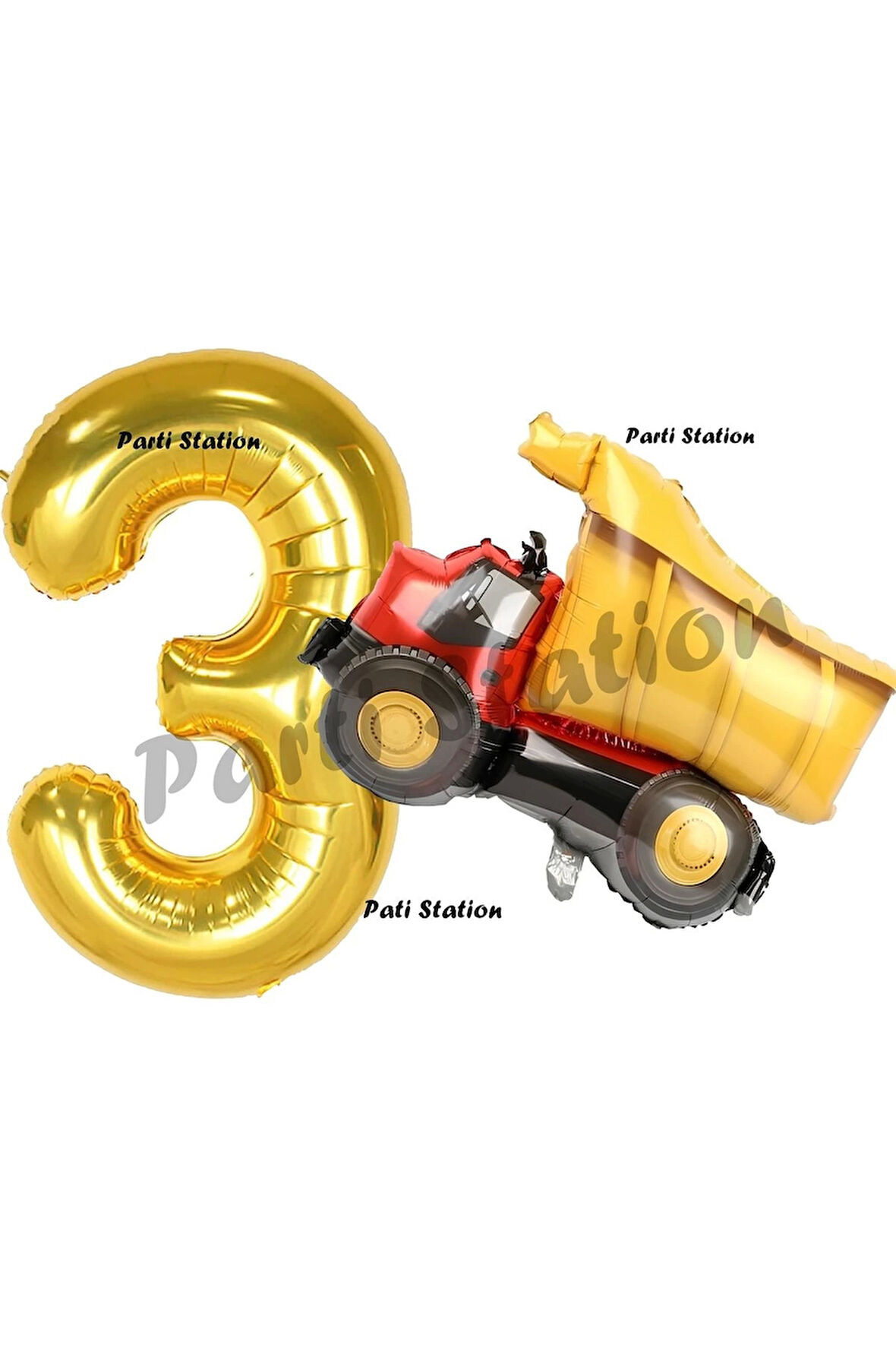 İnşaat Konsept 1 Yaş Doğum Günü Balon Set Kamyon Balon ve Gold Rakam Balon Doğum Günü Set