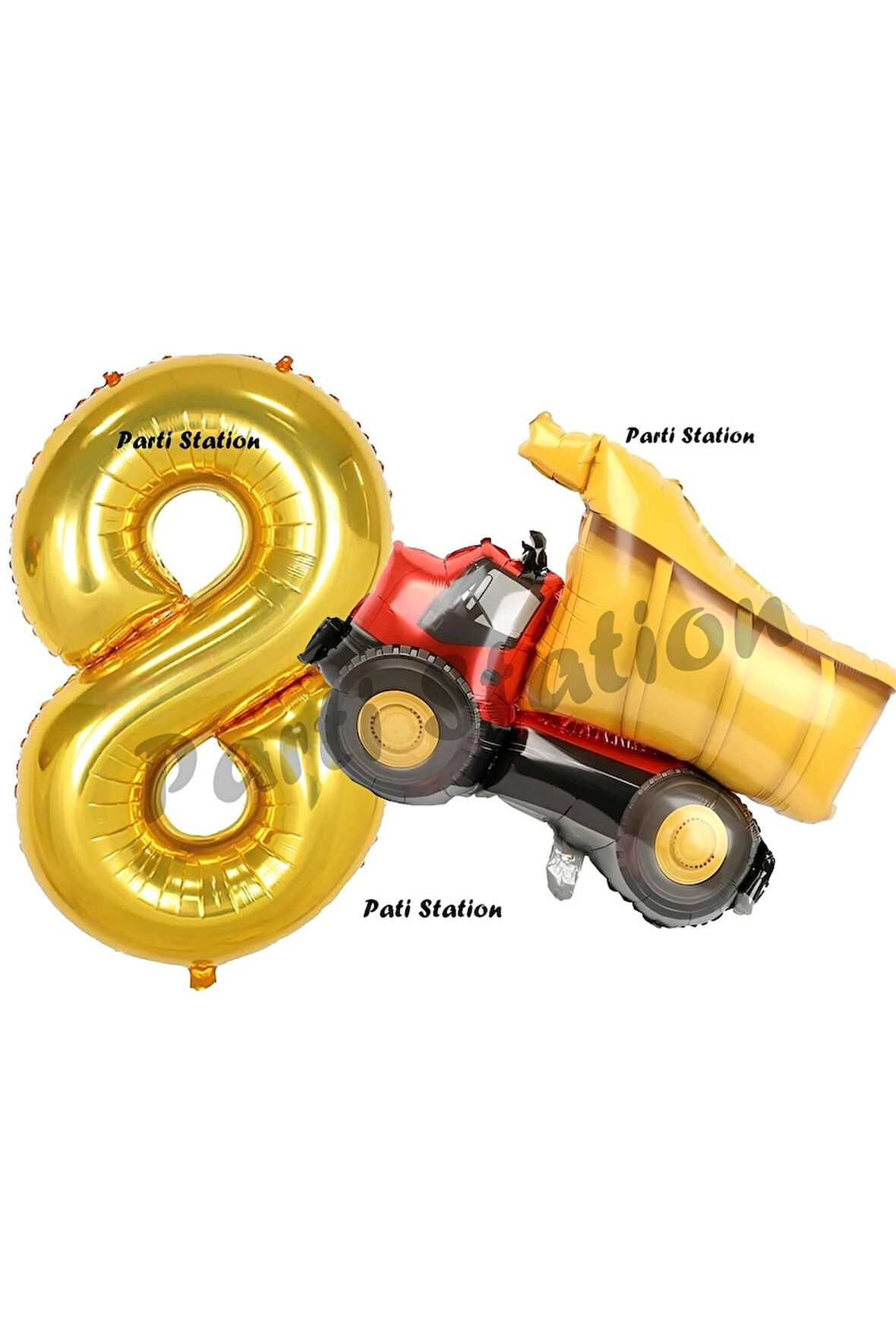 İnşaat Konsept 1 Yaş Doğum Günü Balon Set Kamyon Balon ve Gold Rakam Balon Doğum Günü Set