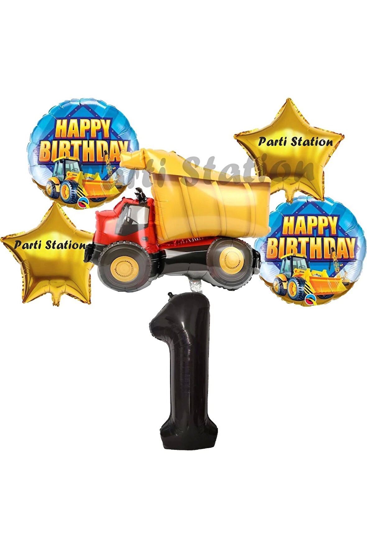 İnşaat Konsept 3 Yaş Doğum Günü Balon Set Kamyon Balon Doğum Günü Parti Set