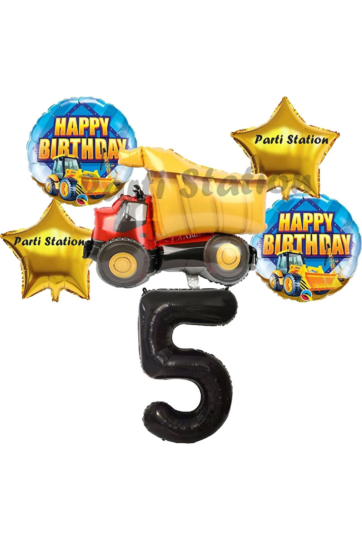 İnşaat Konsept 3 Yaş Doğum Günü Balon Set Kamyon Balon Doğum Günü Parti Set