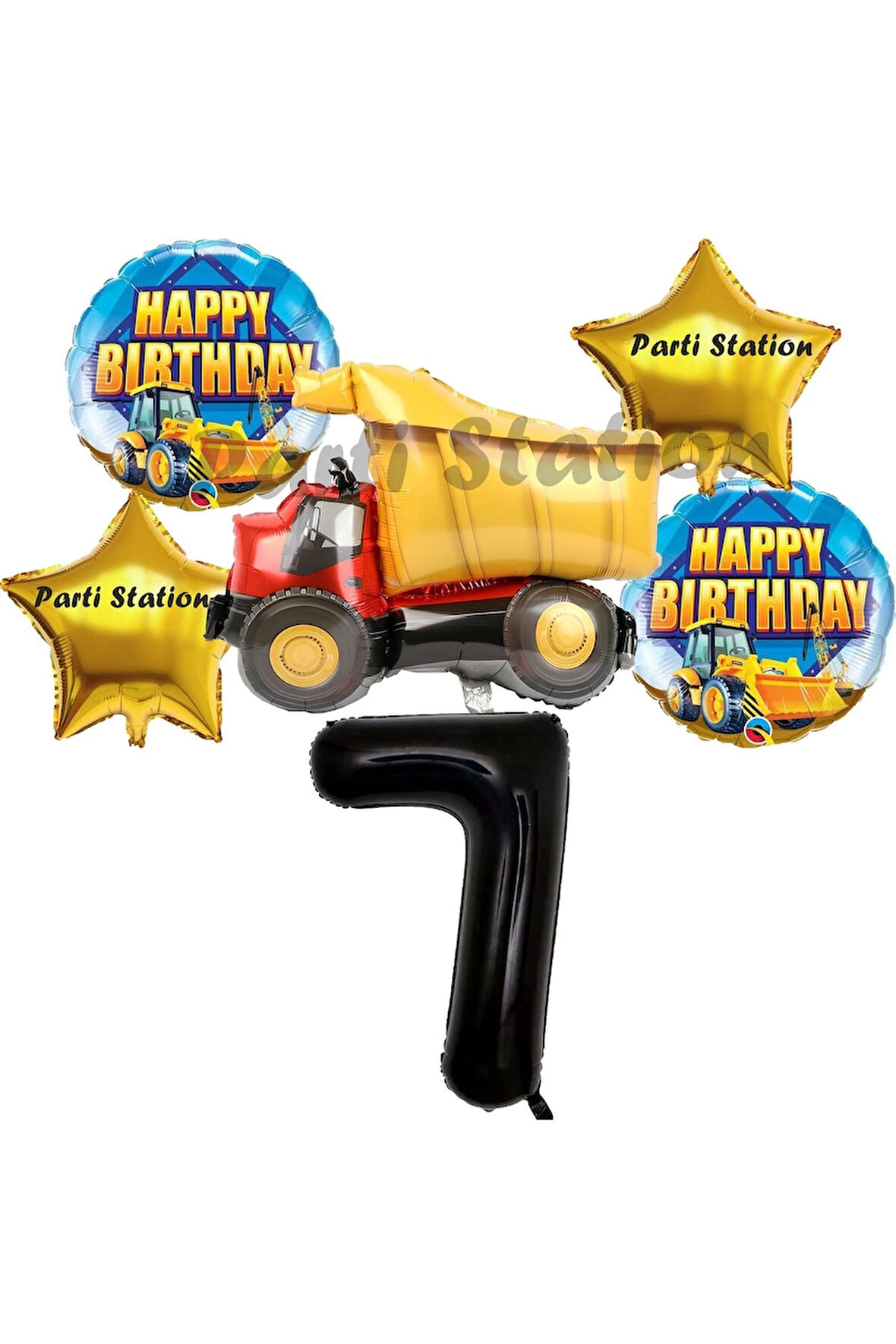 İnşaat Konsept 3 Yaş Doğum Günü Balon Set Kamyon Balon Doğum Günü Parti Set