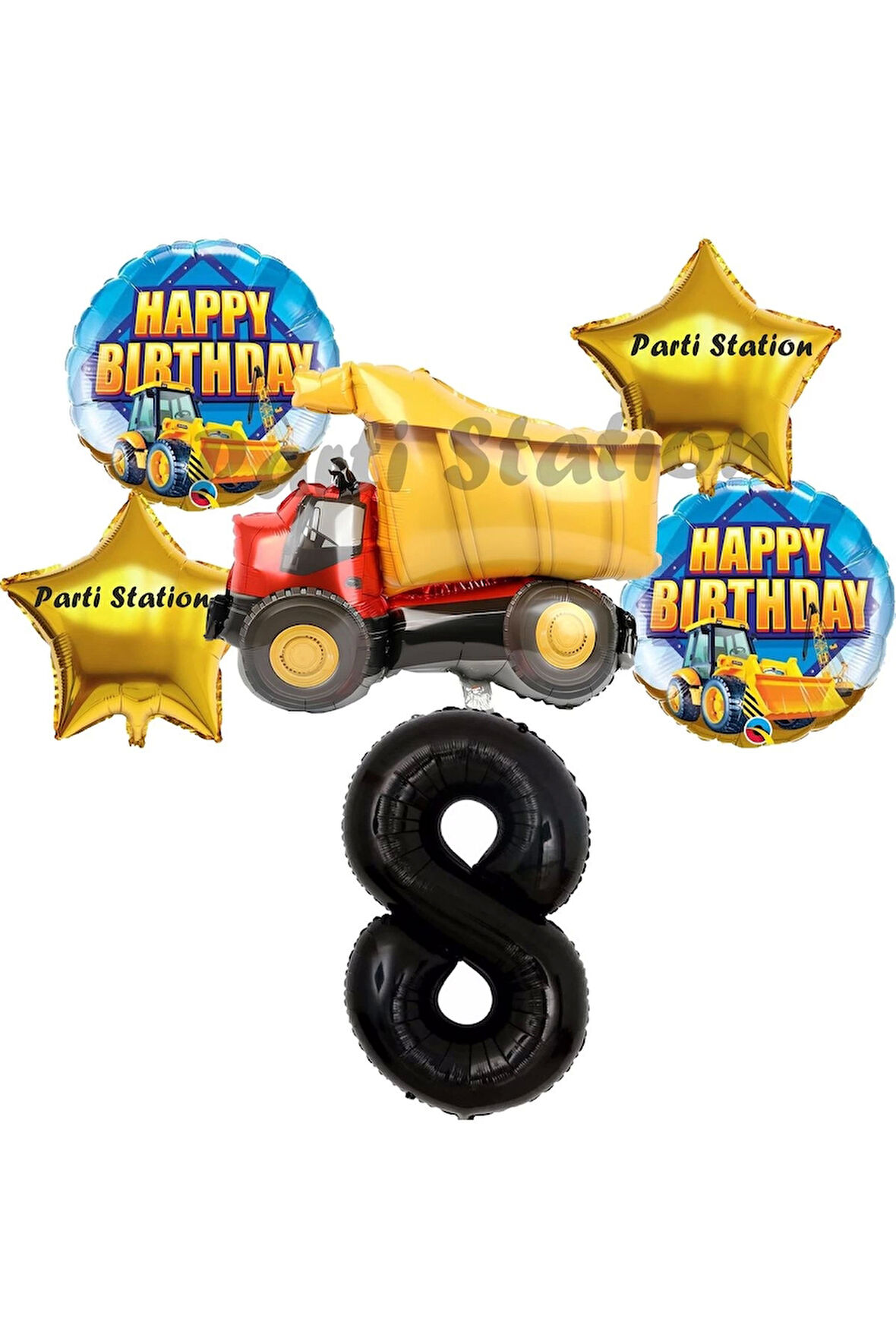 İnşaat Konsept 3 Yaş Doğum Günü Balon Set Kamyon Balon Doğum Günü Parti Set