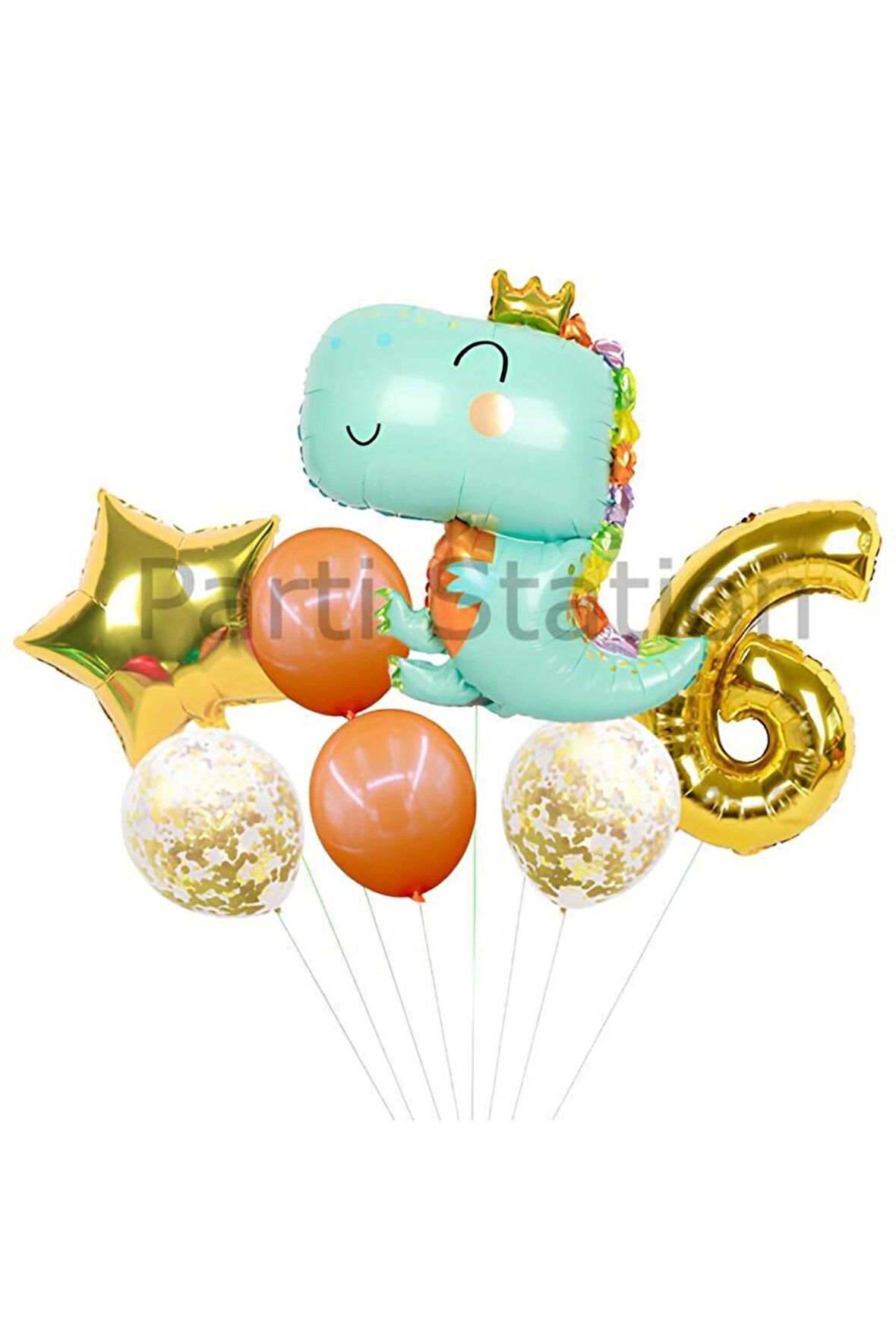 Sevimli Yeşil Dinozor Konsept 2 Yaş Balon Set Jurassic Dinozor Tema Doğum Günü Folyo Balon Set