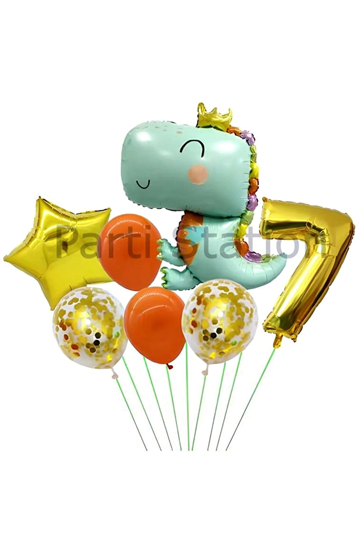 Sevimli Yeşil Dinozor Konsept 2 Yaş Balon Set Jurassic Dinozor Tema Doğum Günü Folyo Balon Set