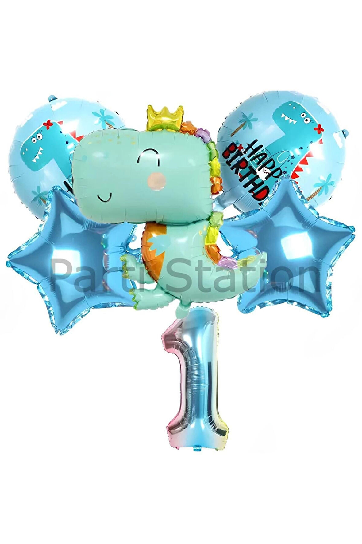 Sevimli Dinozor Konsept 1 Yaş Balon Set Jurassic Dinozor Tema Doğum Günü Folyo Balon Set