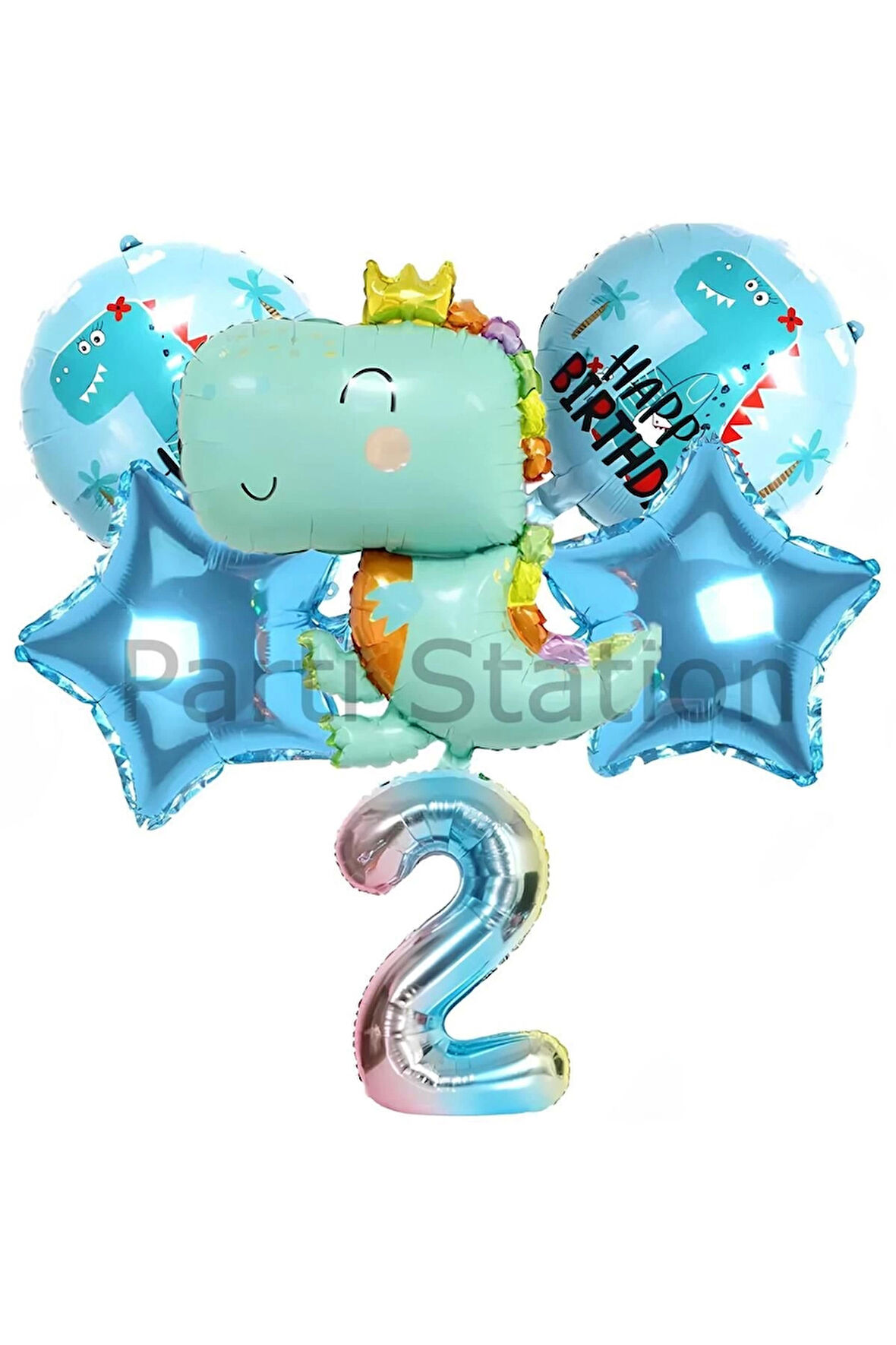 Sevimli Dinozor Konsept 1 Yaş Balon Set Jurassic Dinozor Tema Doğum Günü Folyo Balon Set