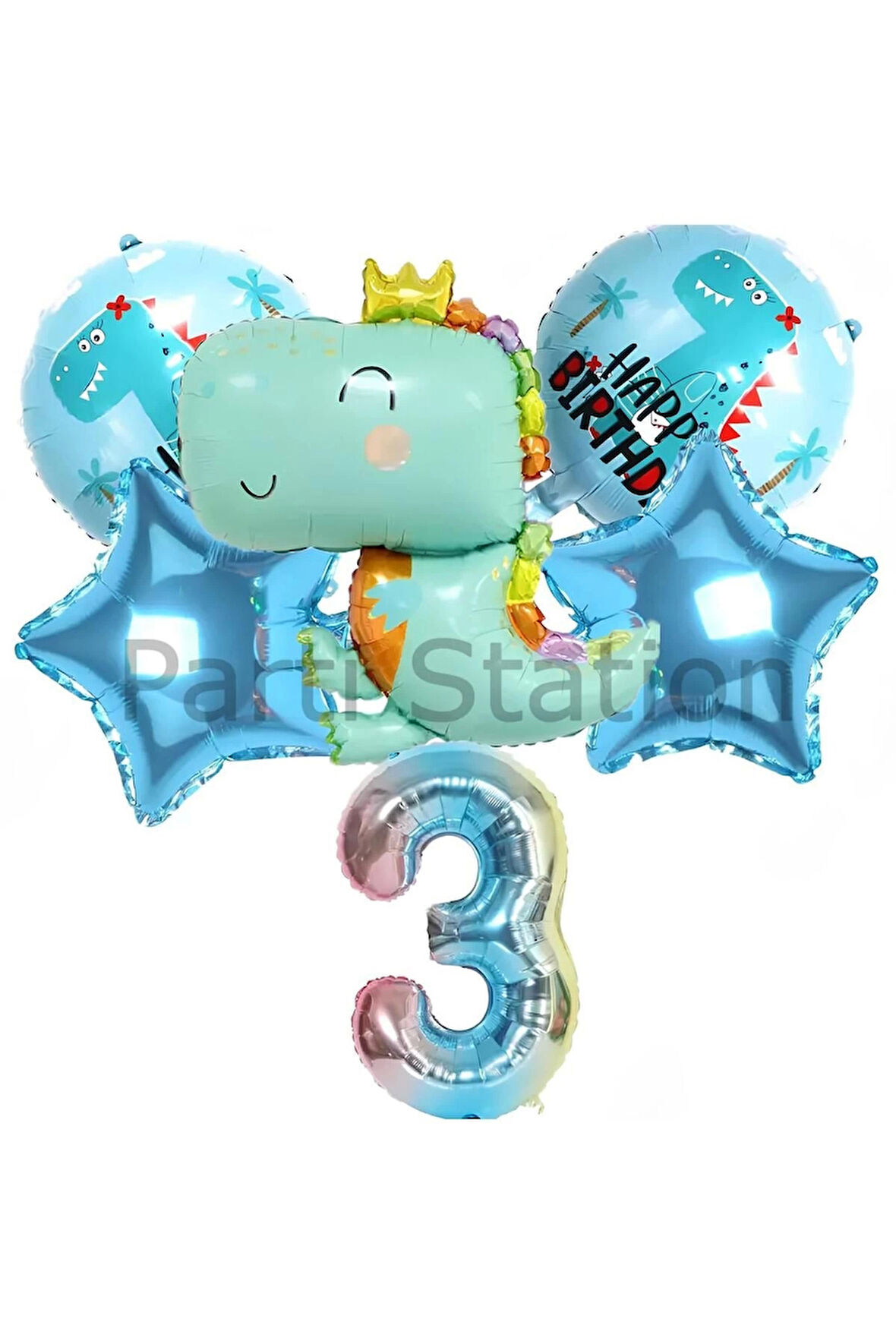 Sevimli Dinozor Konsept 1 Yaş Balon Set Jurassic Dinozor Tema Doğum Günü Folyo Balon Set