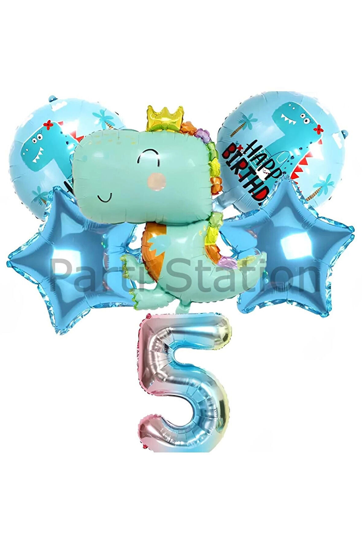 Sevimli Dinozor Konsept 1 Yaş Balon Set Jurassic Dinozor Tema Doğum Günü Folyo Balon Set