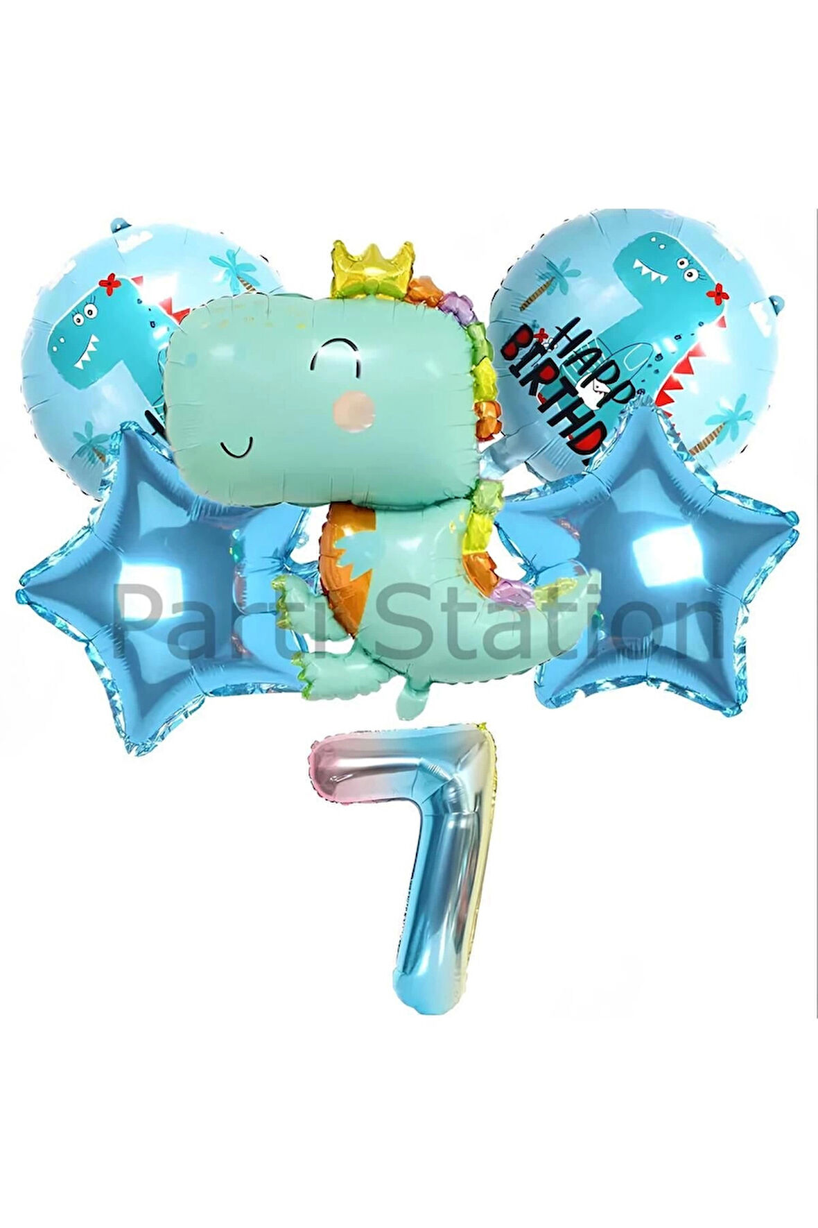 Sevimli Dinozor Konsept 1 Yaş Balon Set Jurassic Dinozor Tema Doğum Günü Folyo Balon Set