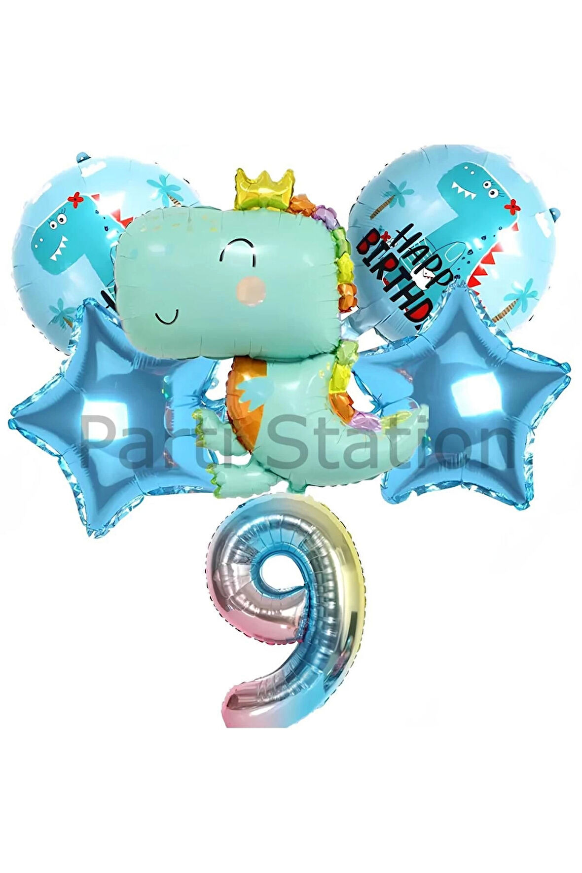 Sevimli Dinozor Konsept 1 Yaş Balon Set Jurassic Dinozor Tema Doğum Günü Folyo Balon Set