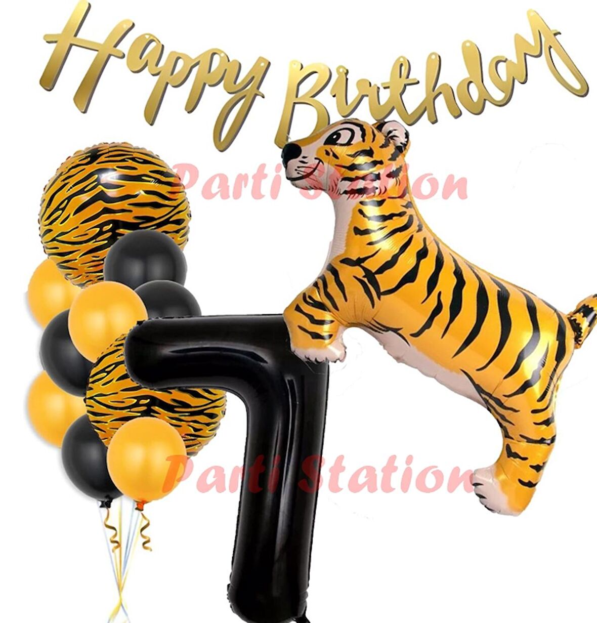 Safari Konsept Kaplan 7 Yaş Balon Seti Kaplan Parti Konsept Doğum Günü Balon Set Jungle Kaplan Balon
