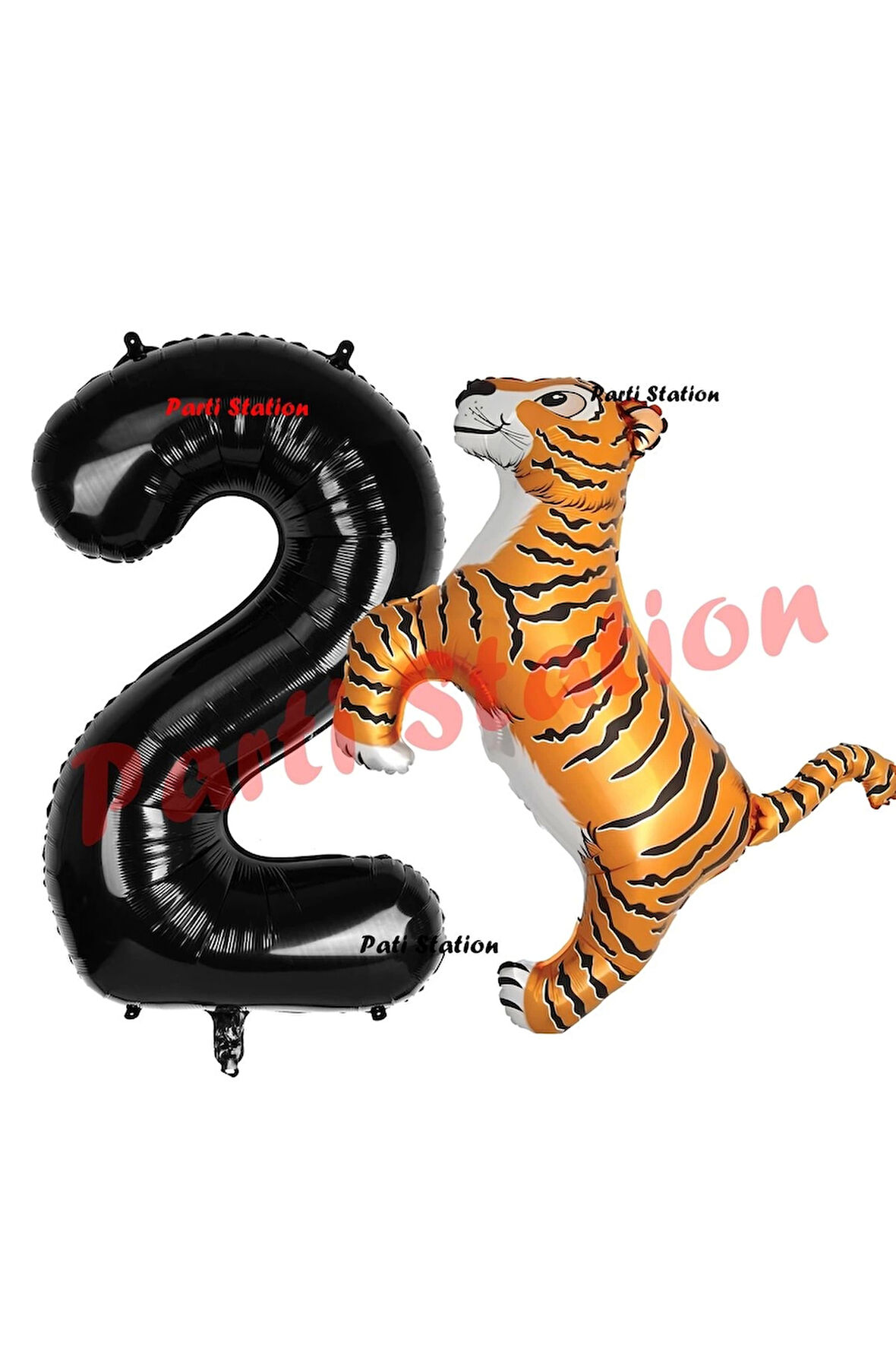 Safari Kaplan Balon 8 Yaş Balon Set Kaplan Balon ve Siyah Rakam Balon Doğum Günü Seti
