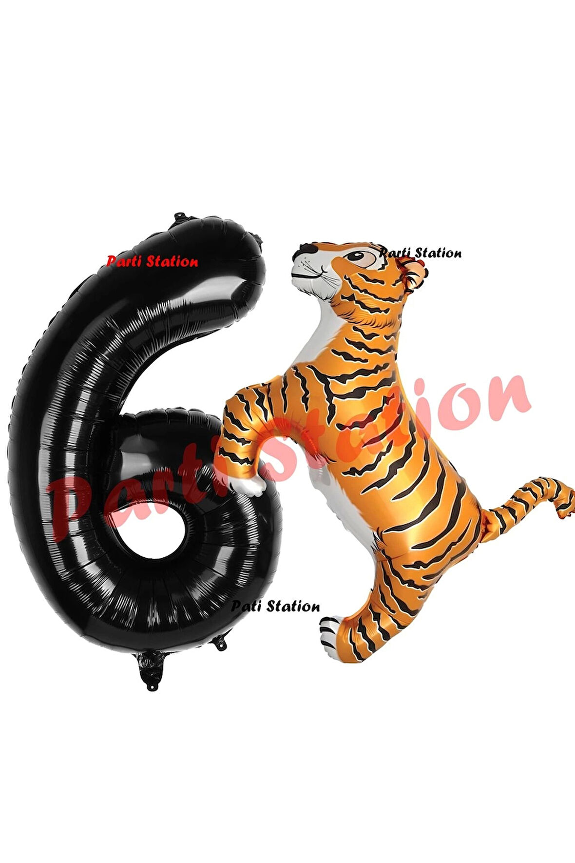 Safari Kaplan Balon 8 Yaş Balon Set Kaplan Balon ve Siyah Rakam Balon Doğum Günü Seti