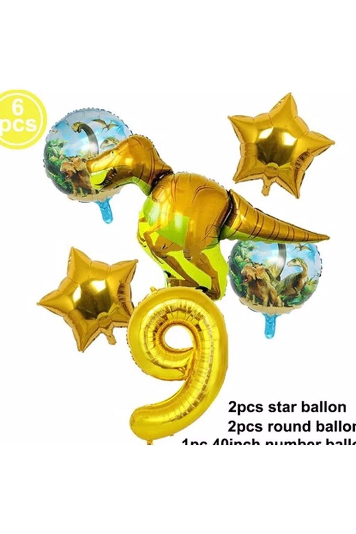 Dinazor Konsept 9 Yaş Balon Set T-rex Dinazor Konsept Doğum Günü Set Yaş Balon Set