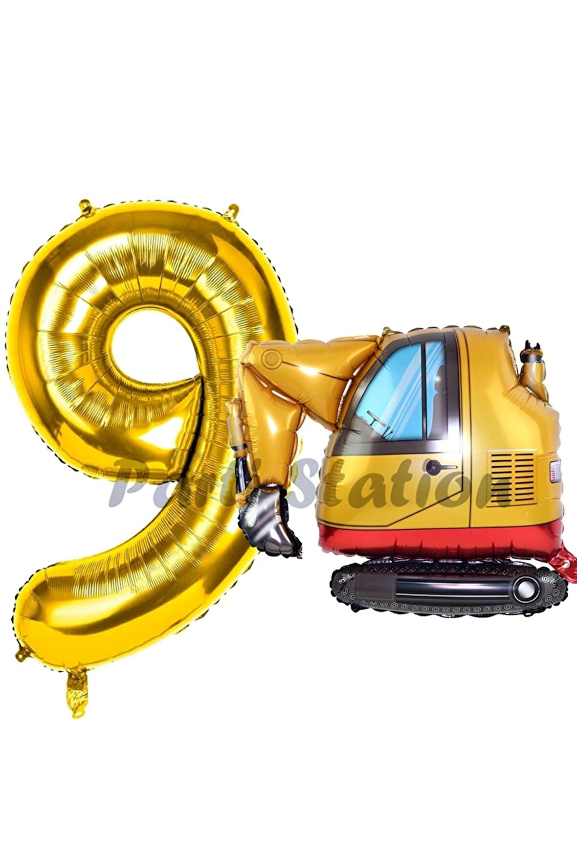 İnşaat Kepçe Kamyon Balon 1 Yaş Doğum Günü Balon Set İş Makineleri Konsept Ve Gold Rakam Balon