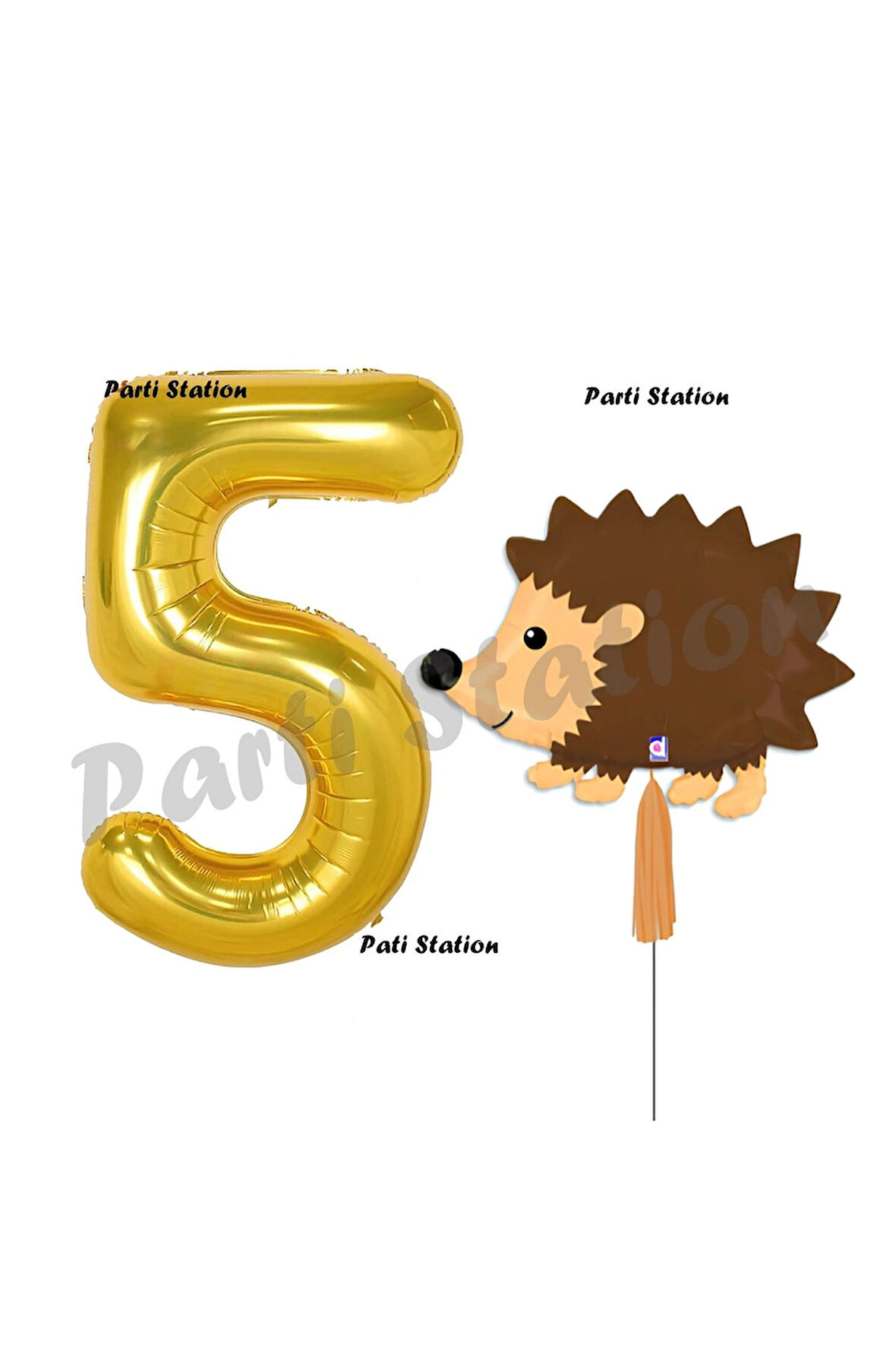 Woodland Kirpi Balon 1 Yaş Balon Set Kirpi Balon ve Gold Rakam Balon Doğum Günü Seti