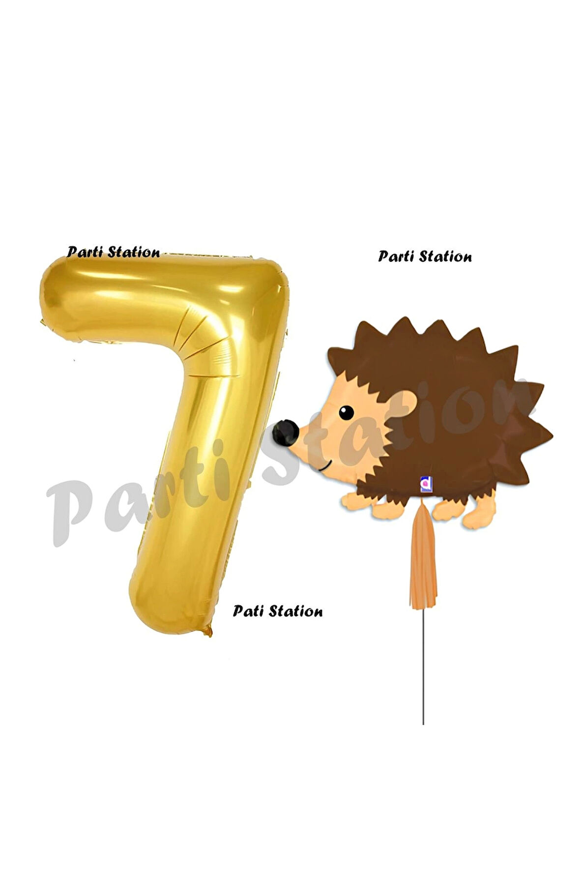 Woodland Kirpi Balon 1 Yaş Balon Set Kirpi Balon ve Gold Rakam Balon Doğum Günü Seti