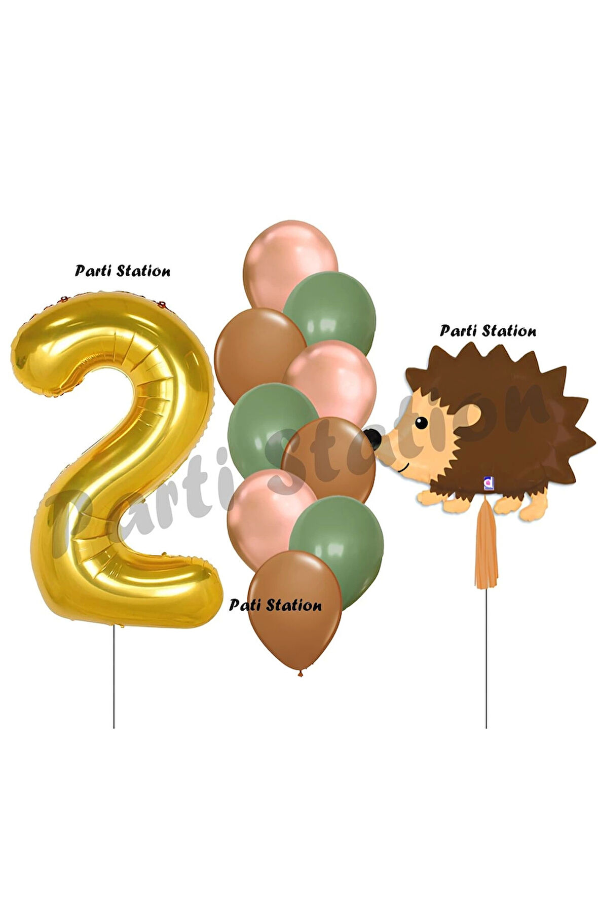 Woodland Kirpi Balon 1 Yaş Balon Set Kirpi Balon ve Gold Rakam Balon Demeti Doğum Günü Seti