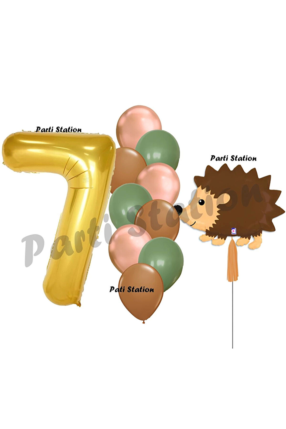 Woodland Kirpi Balon 1 Yaş Balon Set Kirpi Balon ve Gold Rakam Balon Demeti Doğum Günü Seti