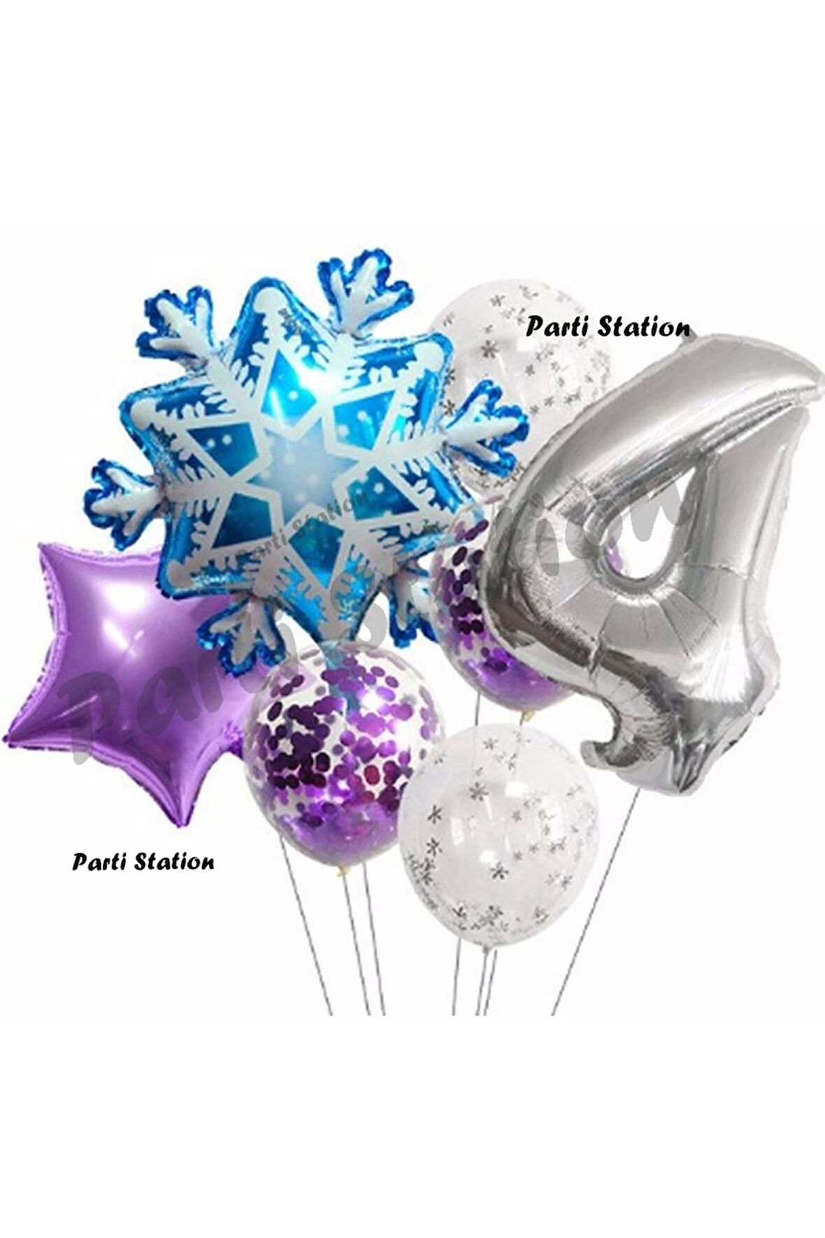Kar Tanesi Frozen Elsa Kış Konsept Snowflake 1 Yaş Balon Konsept Doğum Günü Set Yaş Balon Set