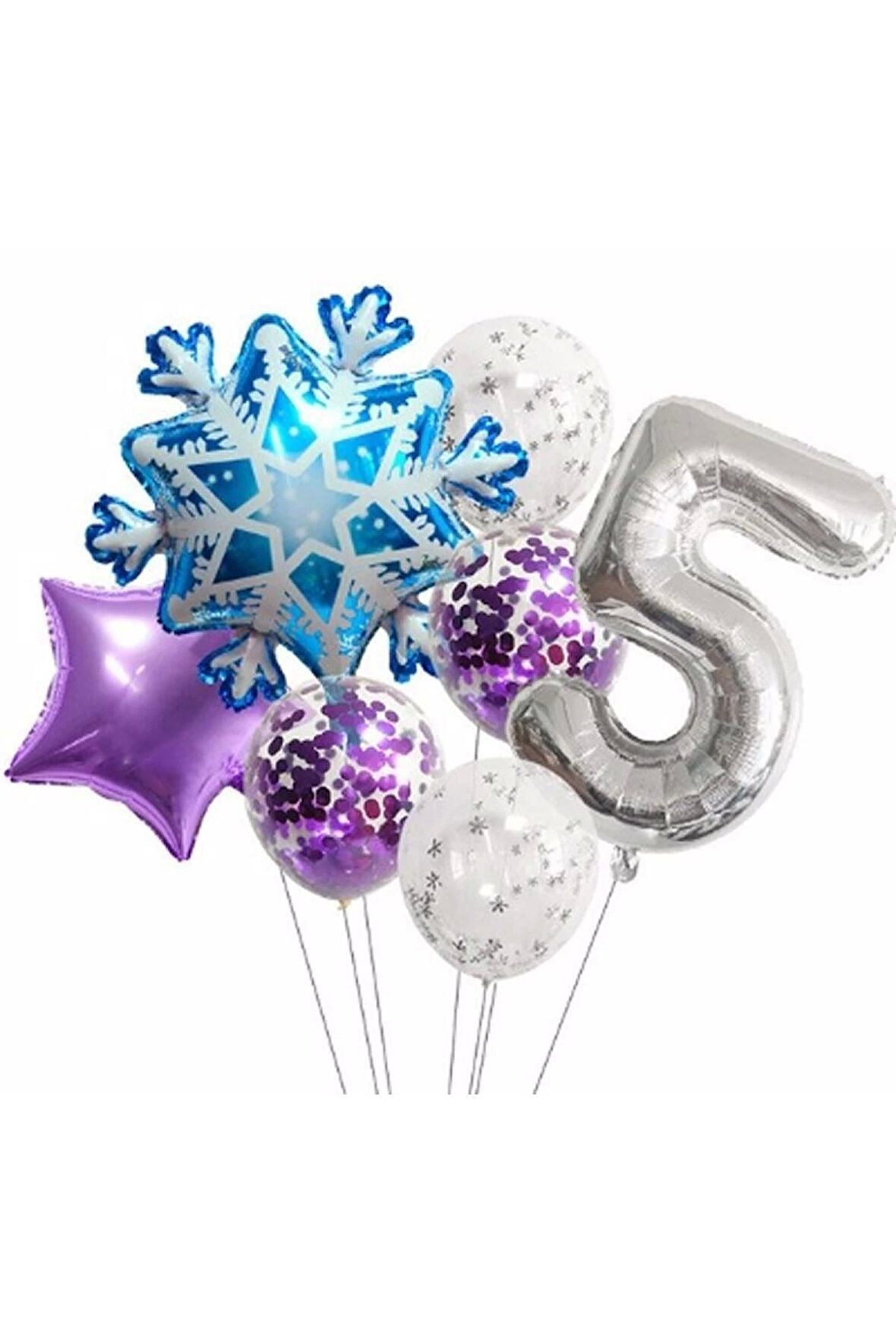 Kar Tanesi Frozen Elsa Kış Konsept Snowflake 1 Yaş Balon Konsept Doğum Günü Set Yaş Balon Set