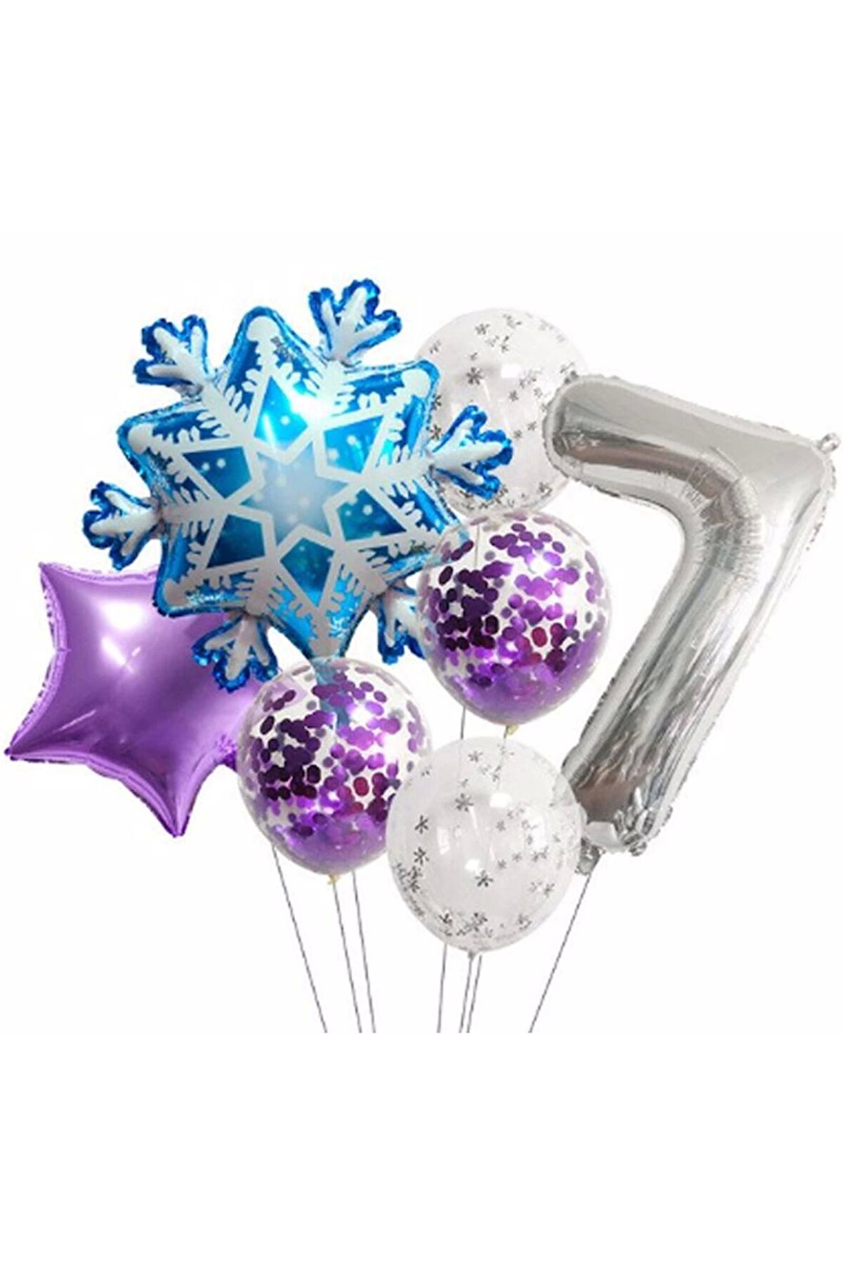 Kar Tanesi Frozen Elsa Kış Konsept Snowflake 1 Yaş Balon Konsept Doğum Günü Set Yaş Balon Set