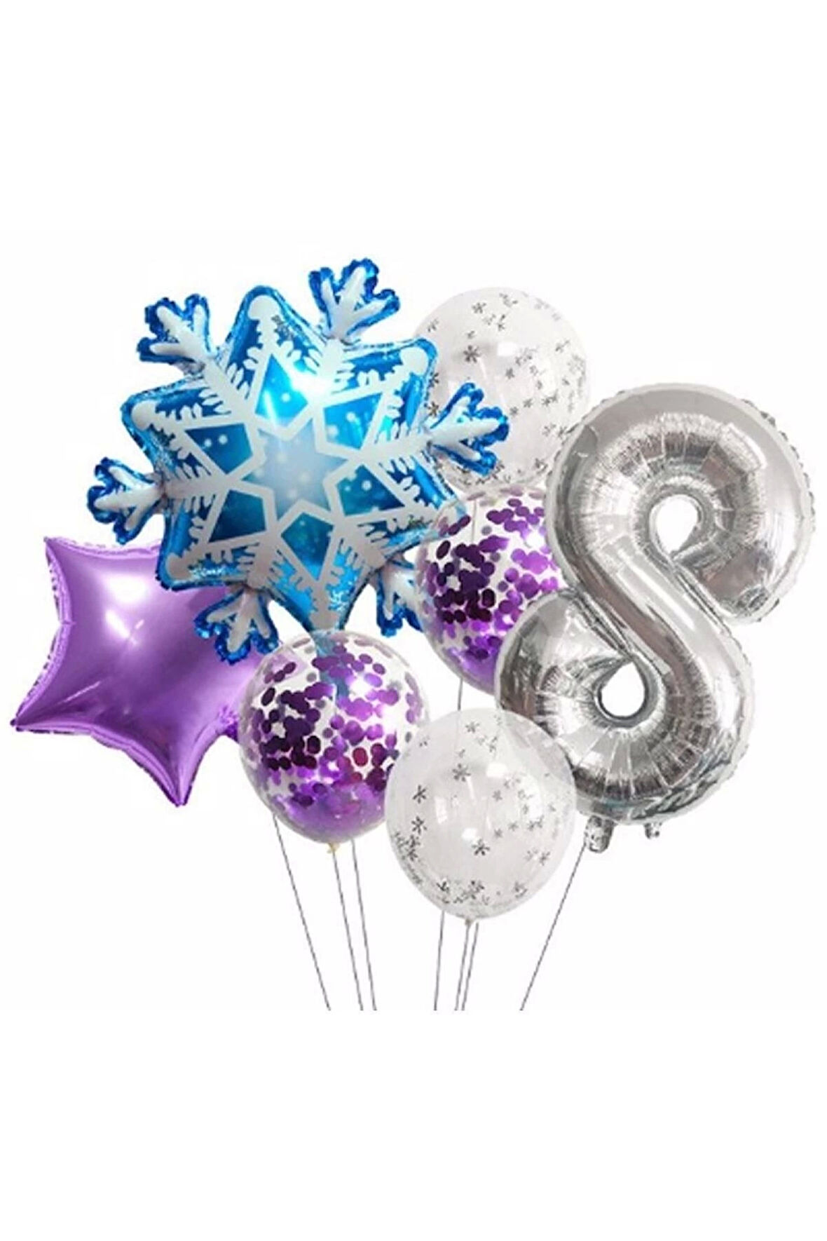 Kar Tanesi Frozen Elsa Kış Konsept Snowflake 1 Yaş Balon Konsept Doğum Günü Set Yaş Balon Set