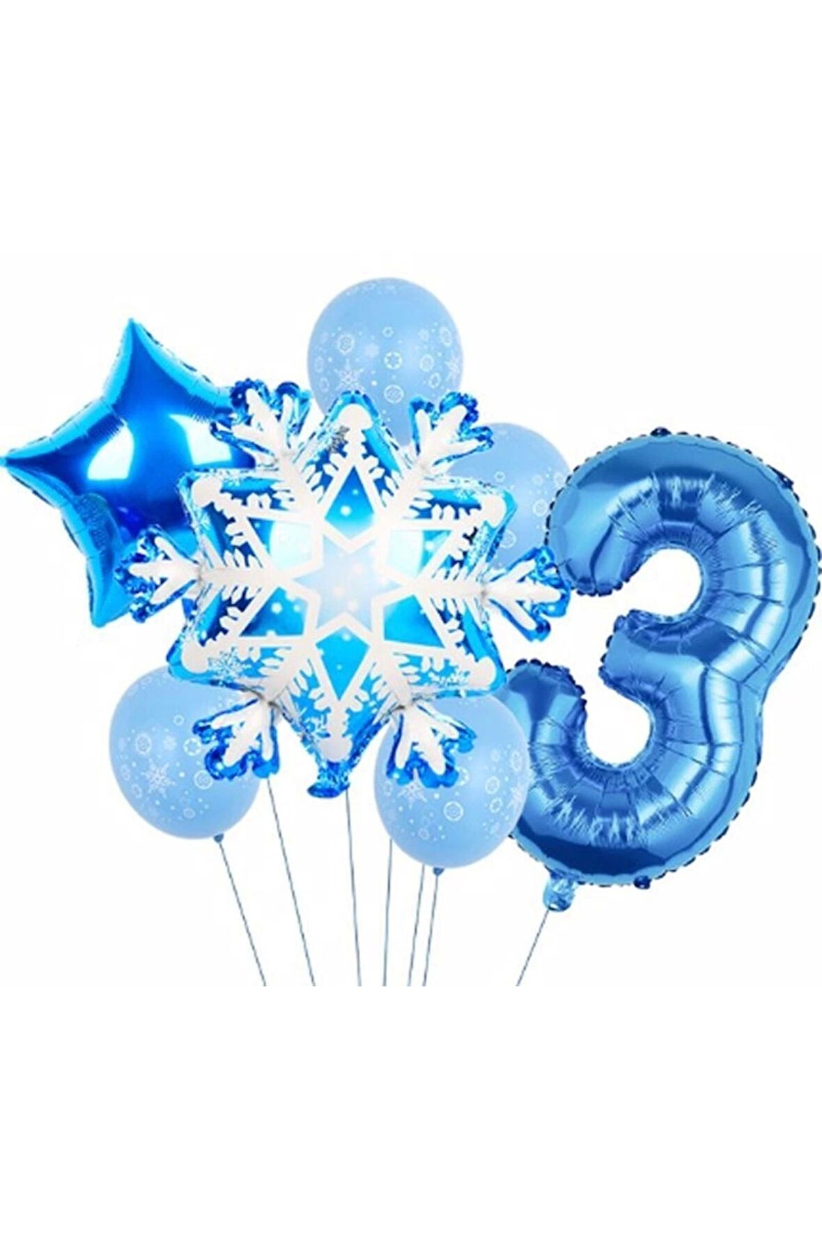 Kar Tanesi Frozen Elsa Kış Konsept Snowflake 9 Yaş Balon Konsept Doğum Günü Set Yaş Balon Set