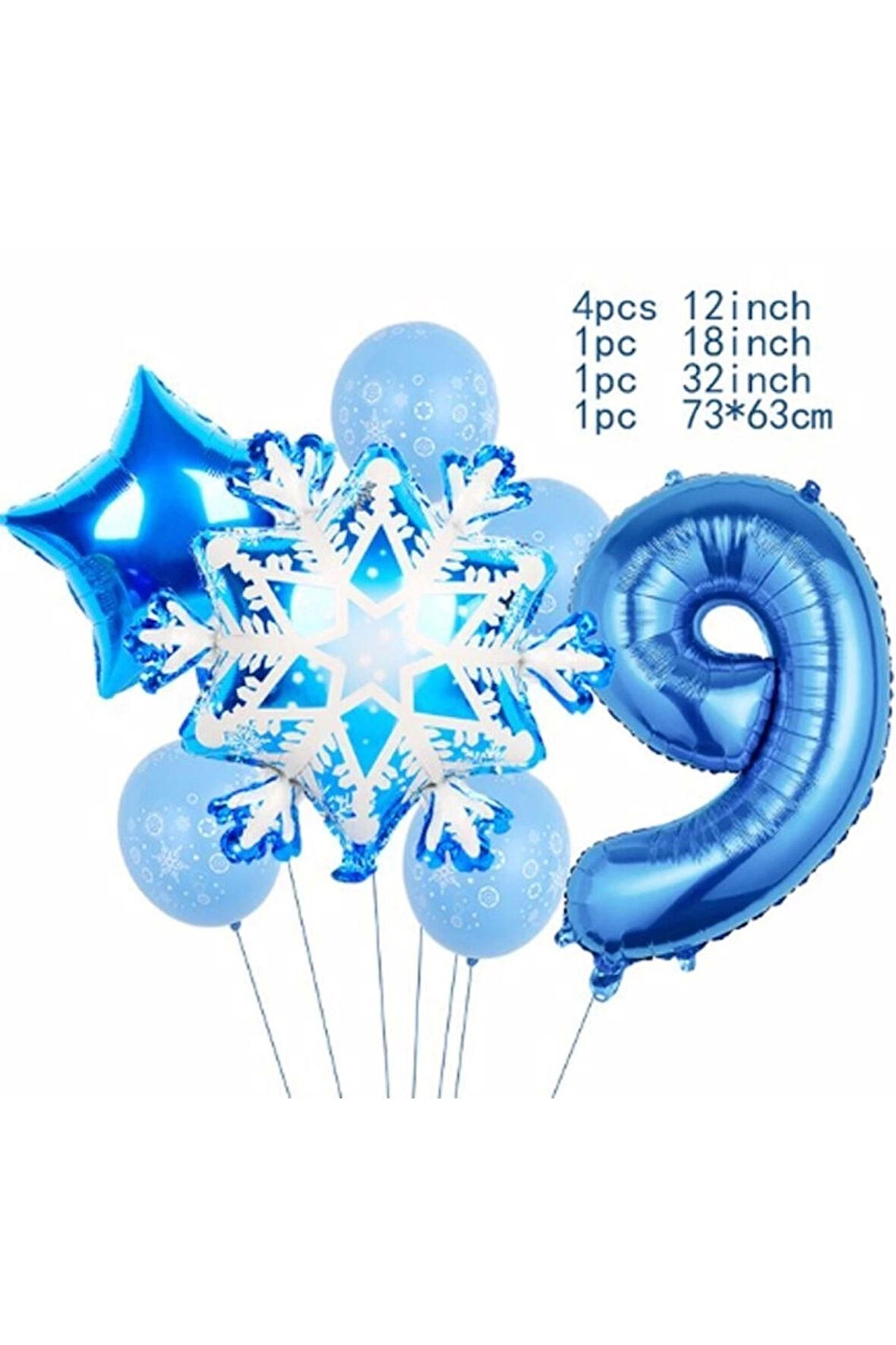 Kar Tanesi Frozen Elsa Kış Konsept Snowflake 9 Yaş Balon Konsept Doğum Günü Set Yaş Balon Set