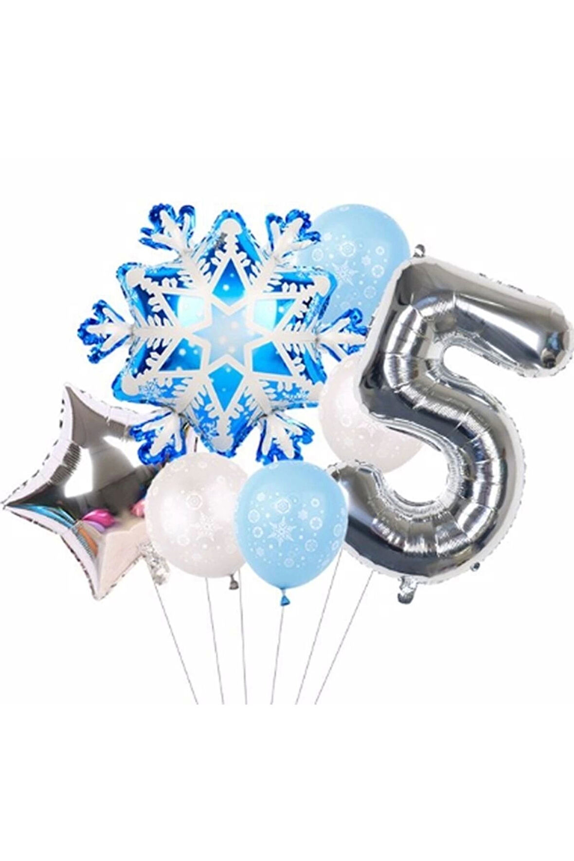 Kar Tanesi Frozen Elsa Kış Konsept Snowflake 8 Yaş Balon Konsept Doğum Günü Set Yaş Balon Set