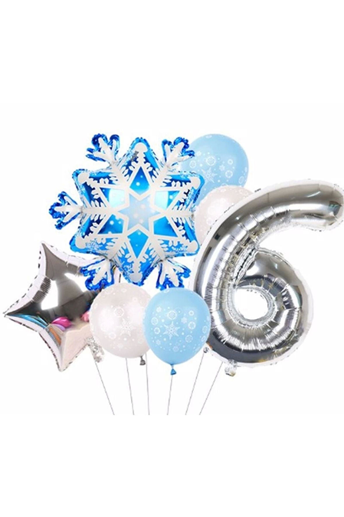 Kar Tanesi Frozen Elsa Kış Konsept Snowflake 8 Yaş Balon Konsept Doğum Günü Set Yaş Balon Set