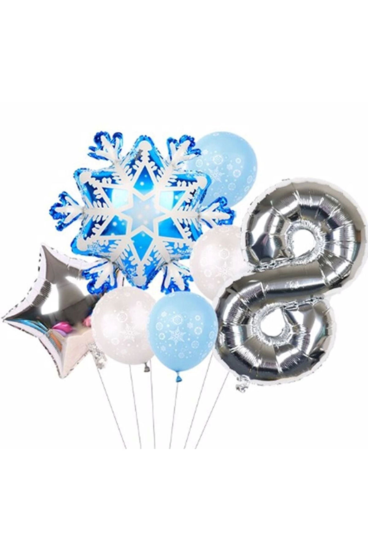 Kar Tanesi Frozen Elsa Kış Konsept Snowflake 8 Yaş Balon Konsept Doğum Günü Set Yaş Balon Set