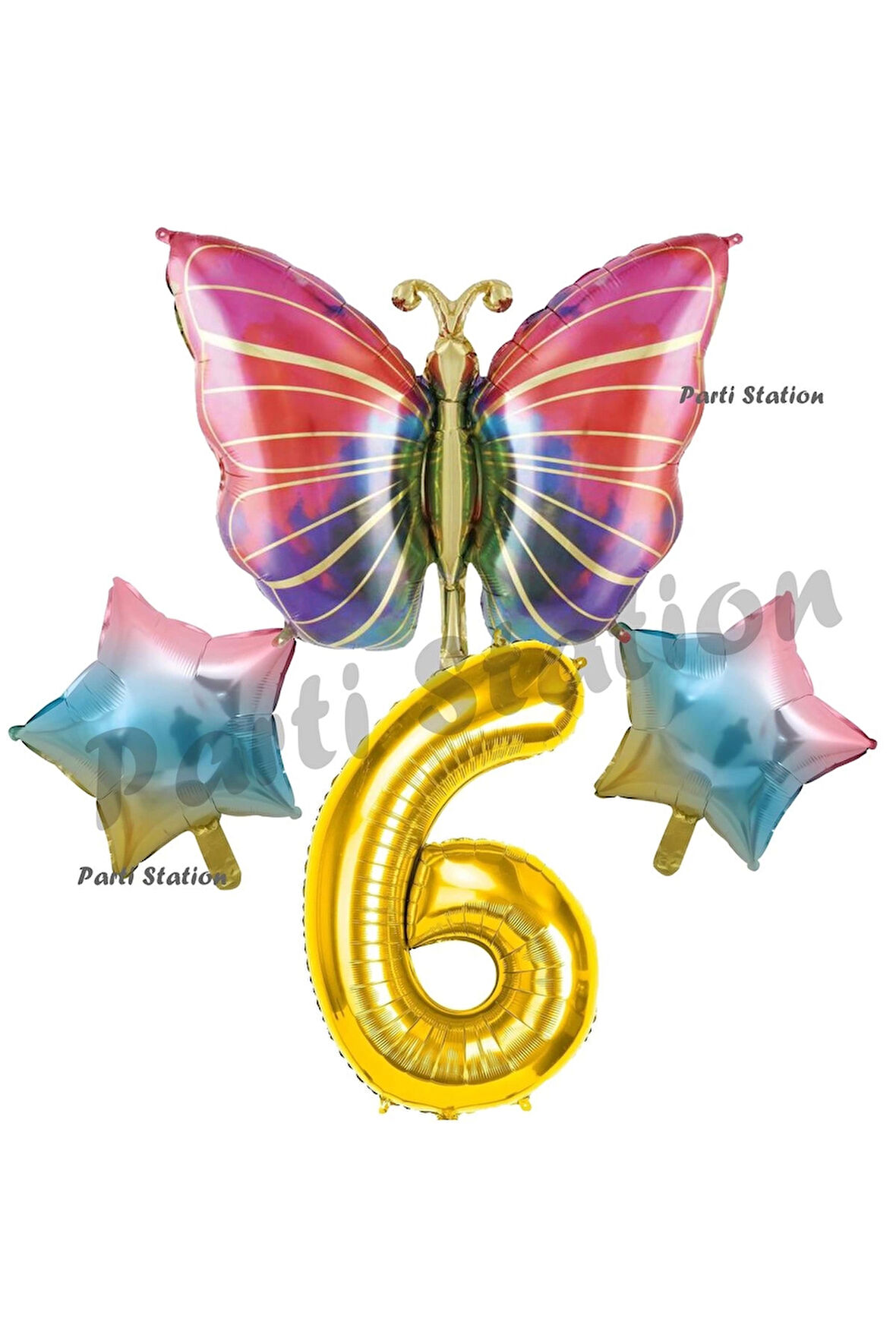 Rengarenk Kelebek Konsept 1 Yaş Doğum Günü Balon Set Butterfly Bahar Tema Doğum Günü Balon