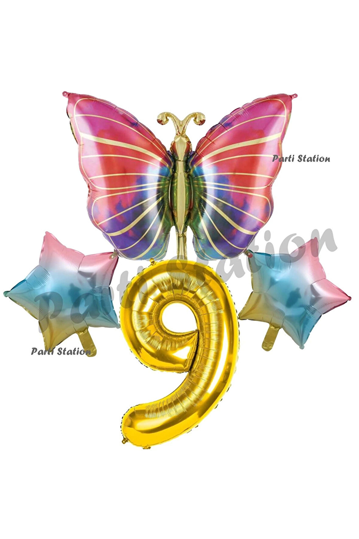 Rengarenk Kelebek Konsept 1 Yaş Doğum Günü Balon Set Butterfly Bahar Tema Doğum Günü Balon