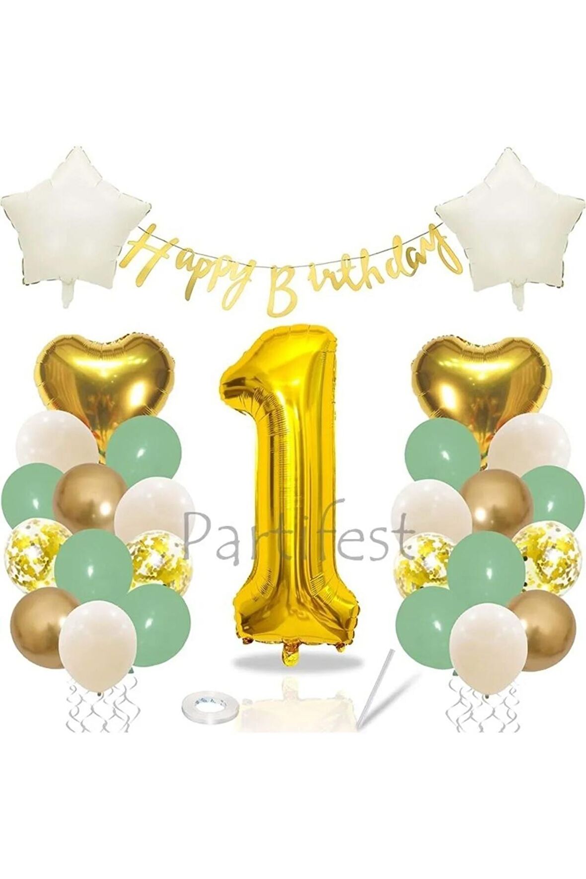 Küf Yeşili Rakam Balon Seti Küf Yeşili 1 Yaş Balon Set Doğum Günü Balon Seti