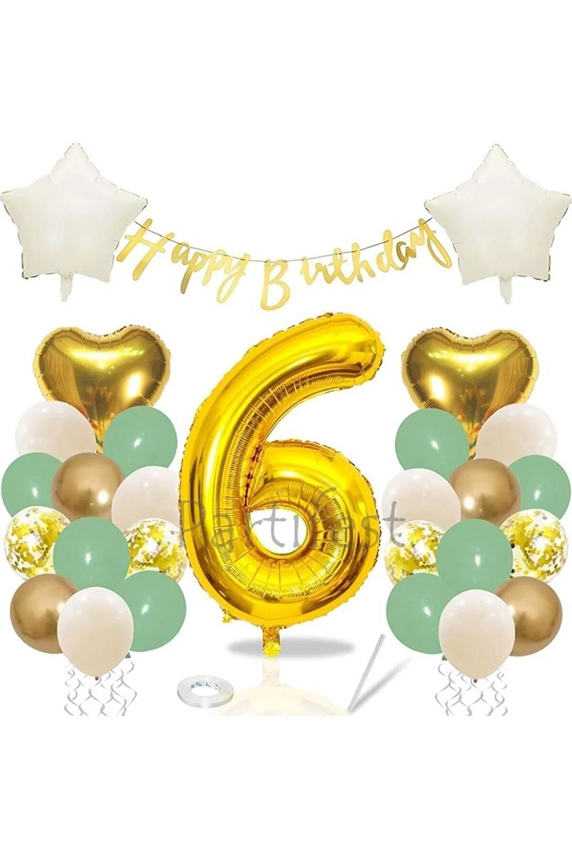 Küf Yeşili Rakam Balon Seti Küf Yeşili 6 Yaş Balon Set Doğum Günü Balon Seti