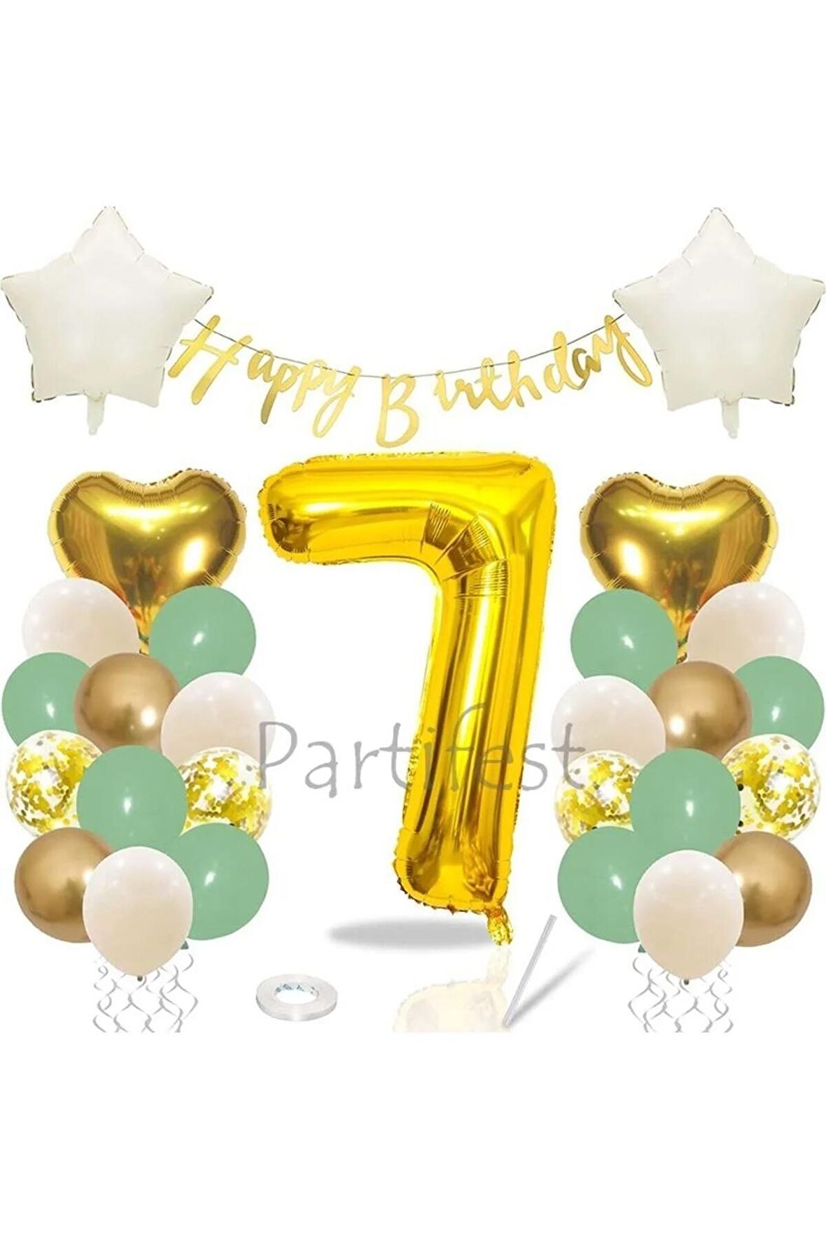 Küf Yeşili Rakam Balon Seti Küf Yeşili 7 Yaş Balon Set Doğum Günü Balon Seti