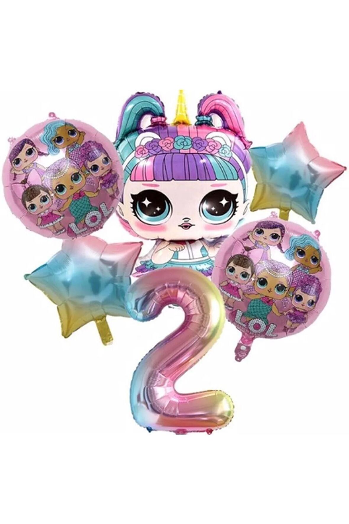 Unicorn Lol Bebek Konsept 2 Yaş Balon Doğum Günü Set Yaş Balon Set