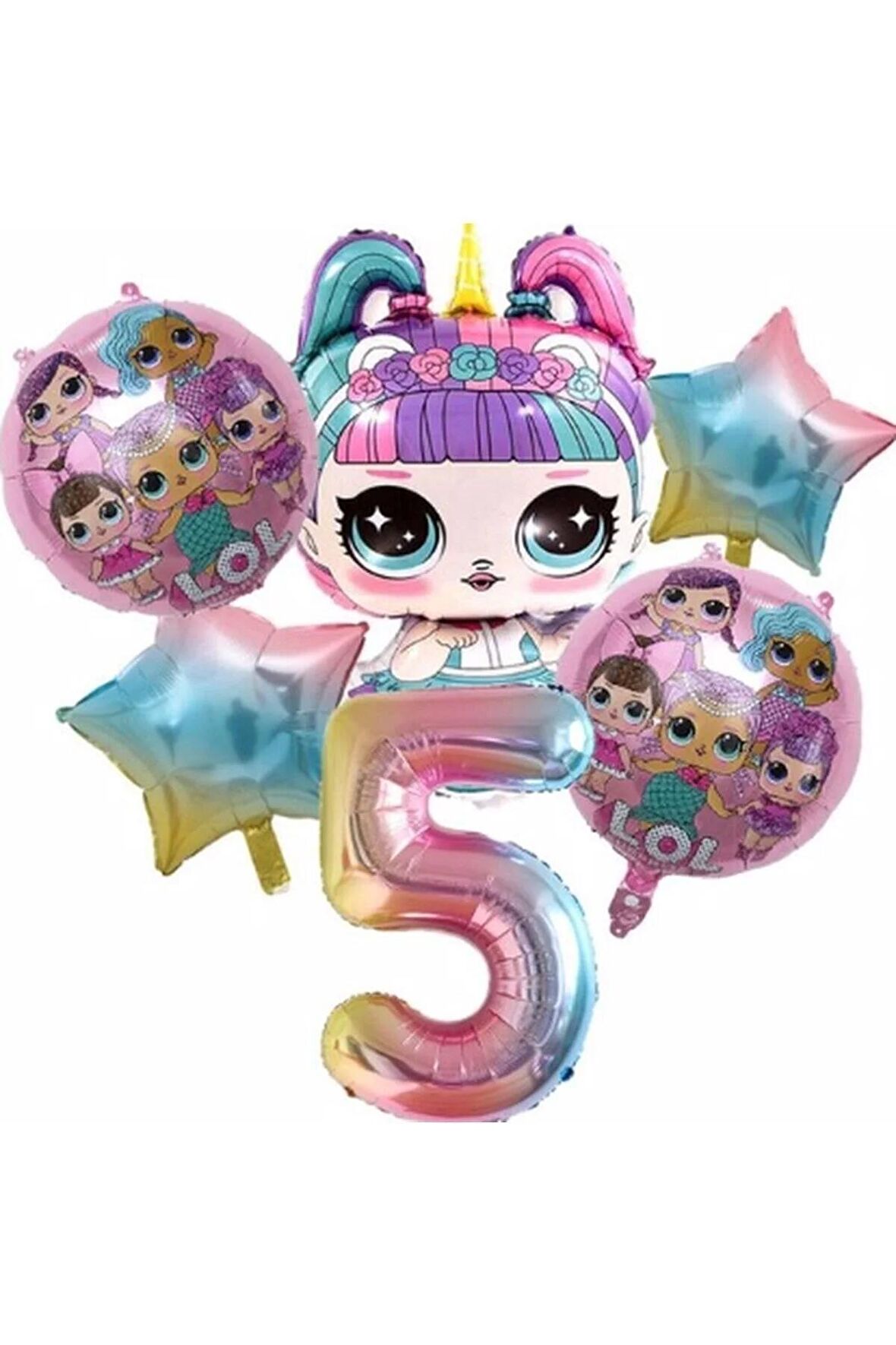 Unicorn Lol Bebek Konsept 5 Yaş Balon Doğum Günü Set Yaş Balon Set