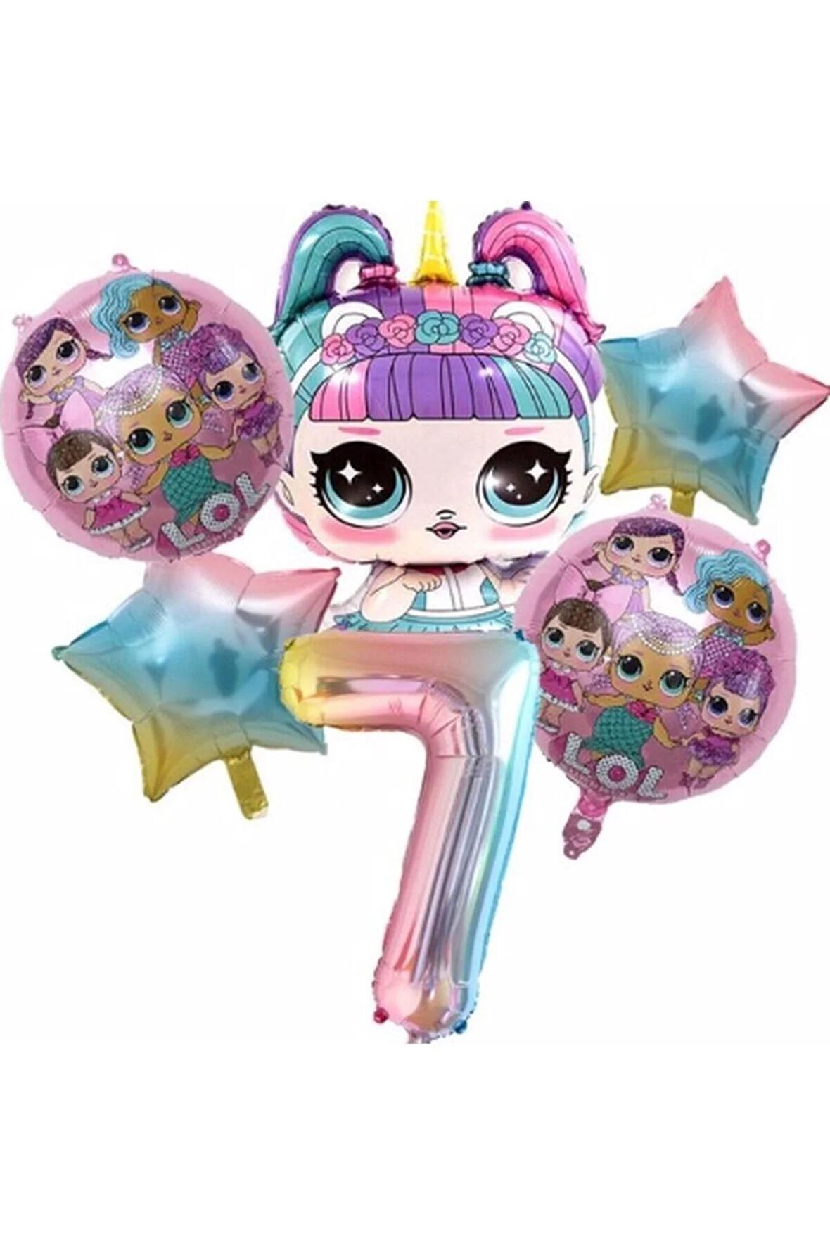 Unicorn Lol Bebek Konsept 7 Yaş Balon Doğum Günü Set Yaş Balon Set
