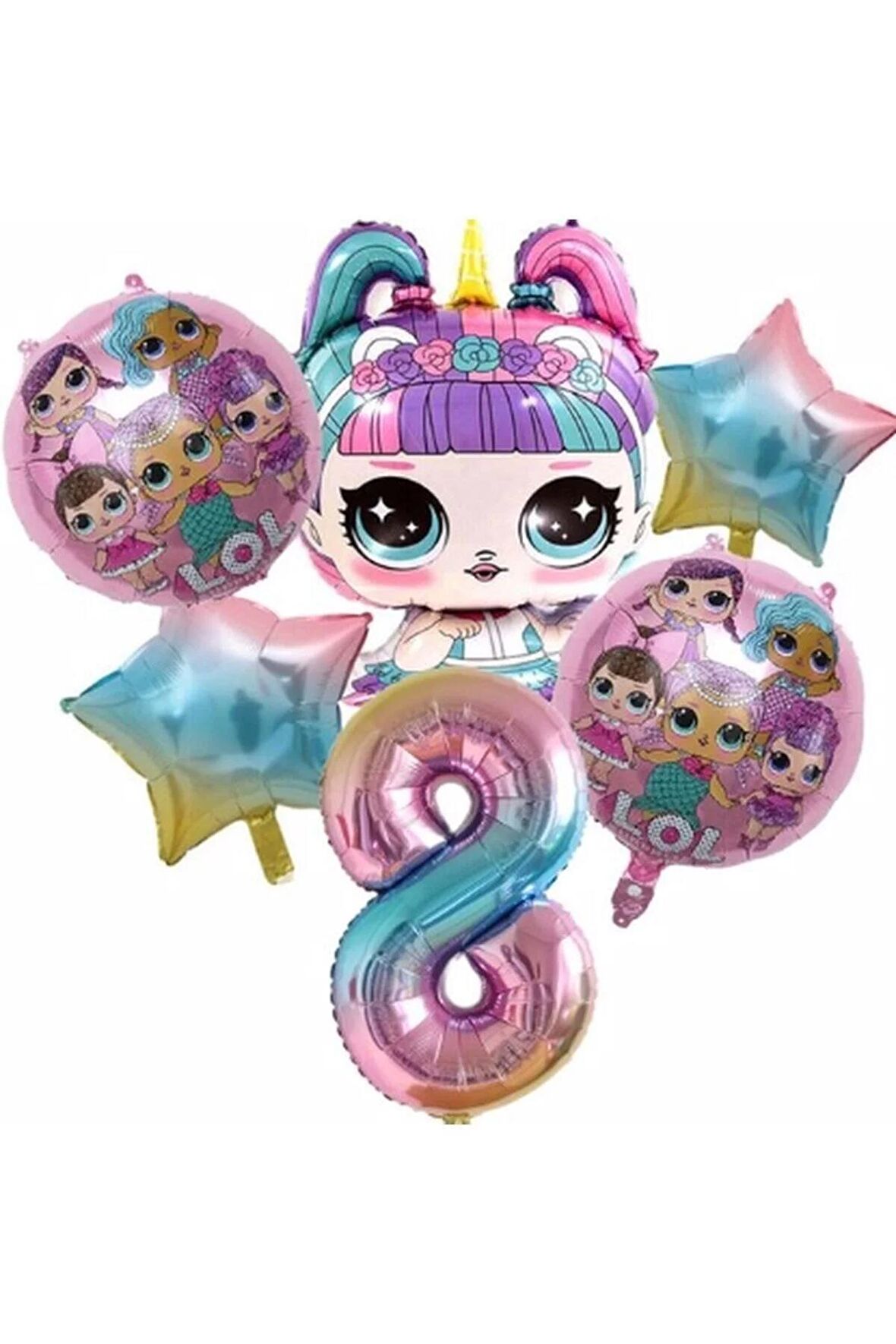 Unicorn Lol Bebek Konsept 8 Yaş Balon Doğum Günü Set Yaş Balon Set