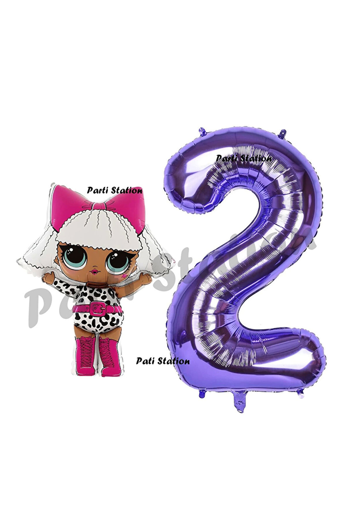Diva LOL Bebek 8 Yaş Balon ve Mor Rakam Balon Doğum Günü Parti Set