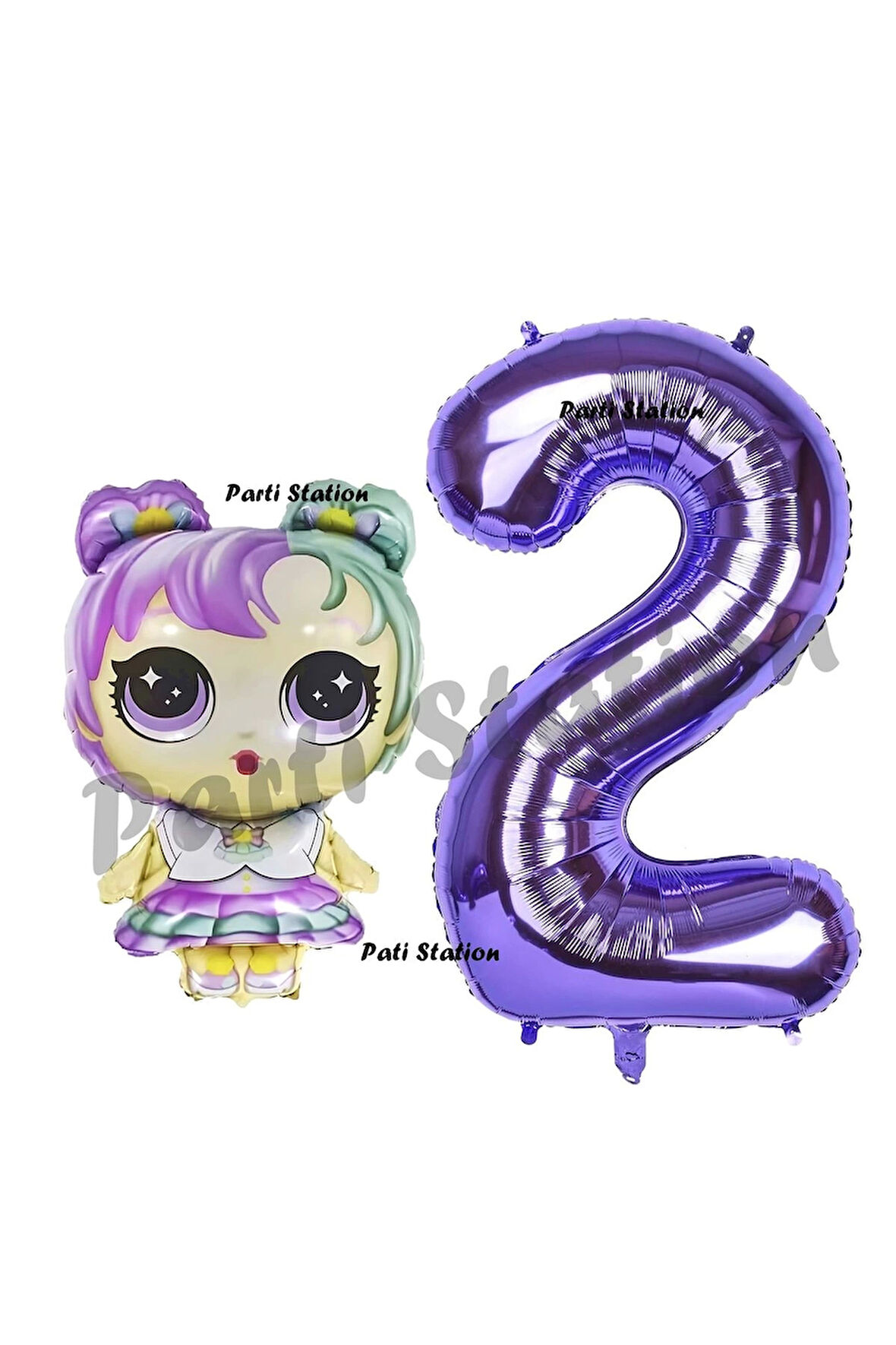 LOL Bebek 2 Yaş Balon ve Mor Rakam Balon Doğum Günü Parti Set