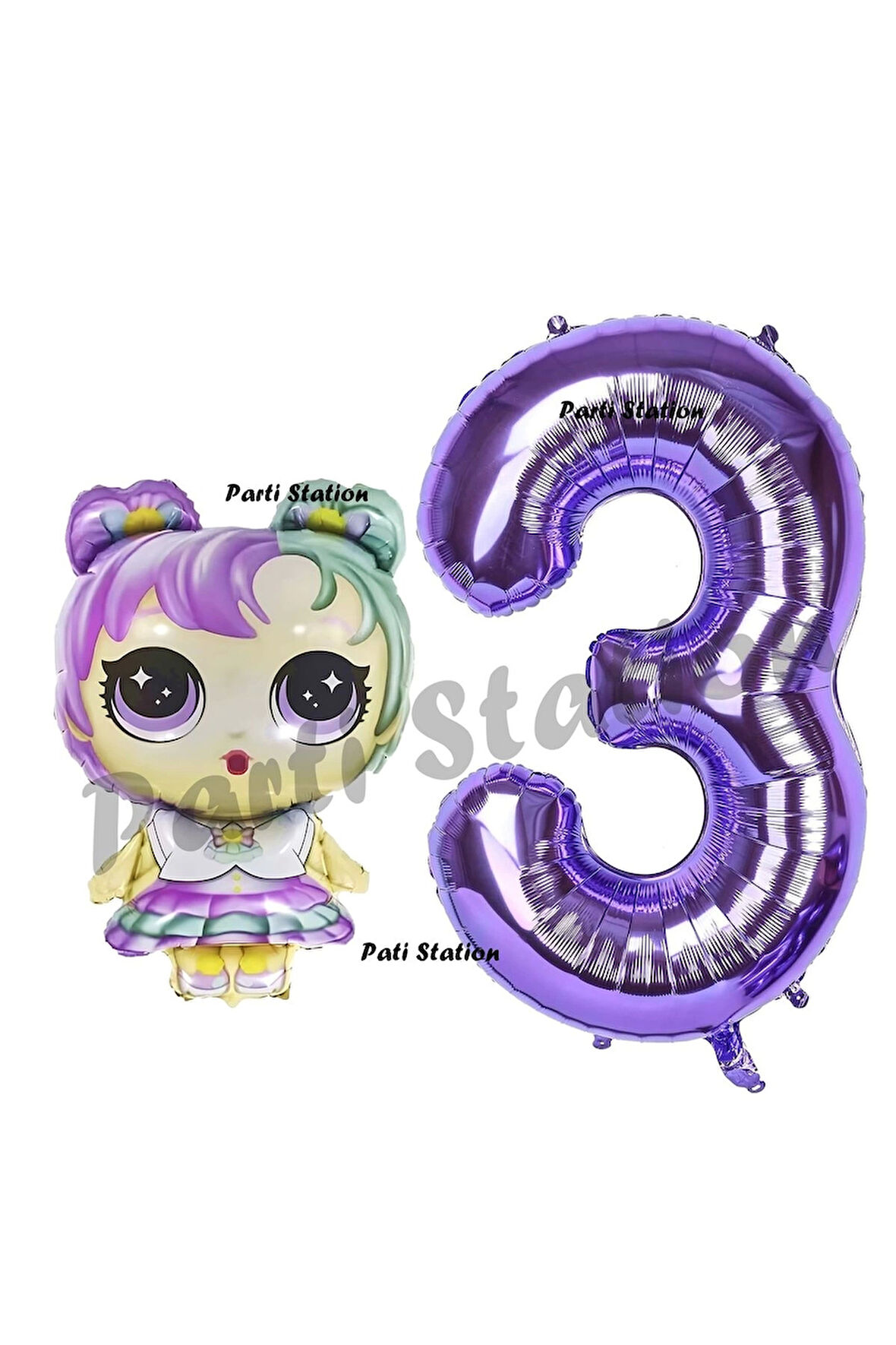 LOL Bebek 2 Yaş Balon ve Mor Rakam Balon Doğum Günü Parti Set