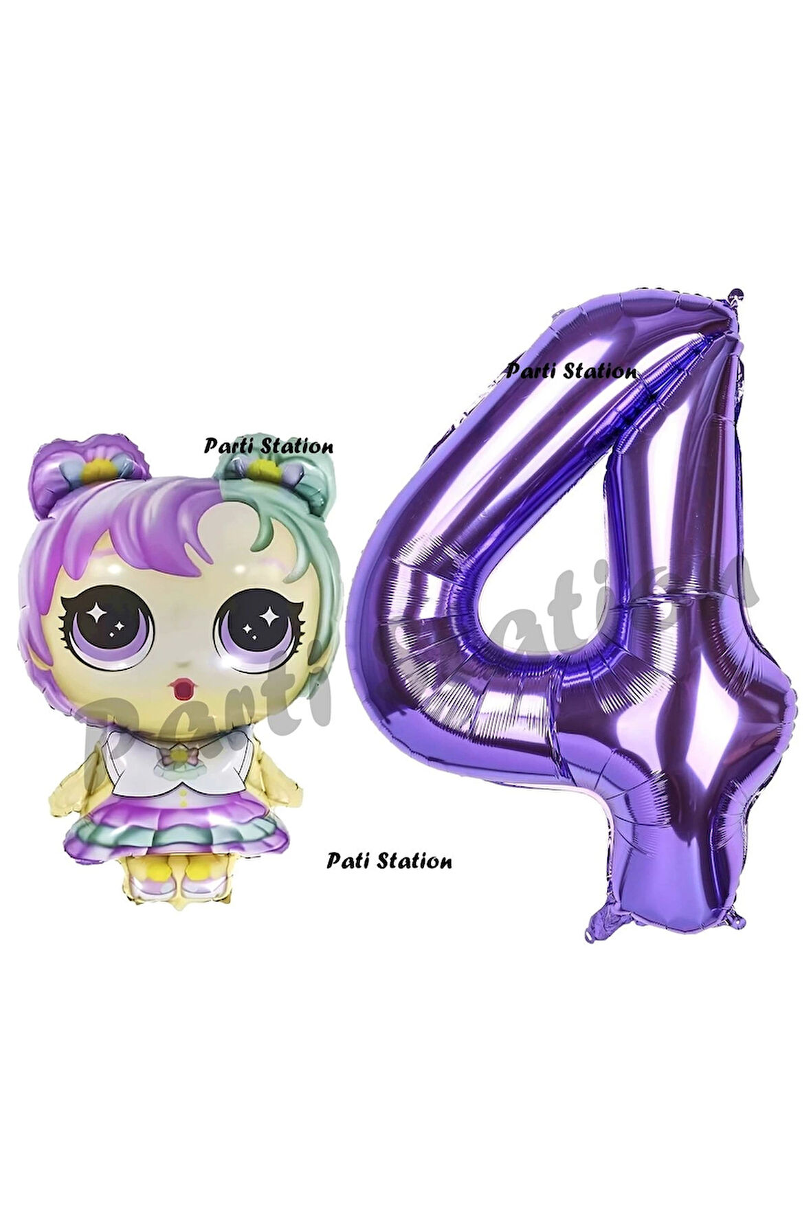 LOL Bebek 2 Yaş Balon ve Mor Rakam Balon Doğum Günü Parti Set
