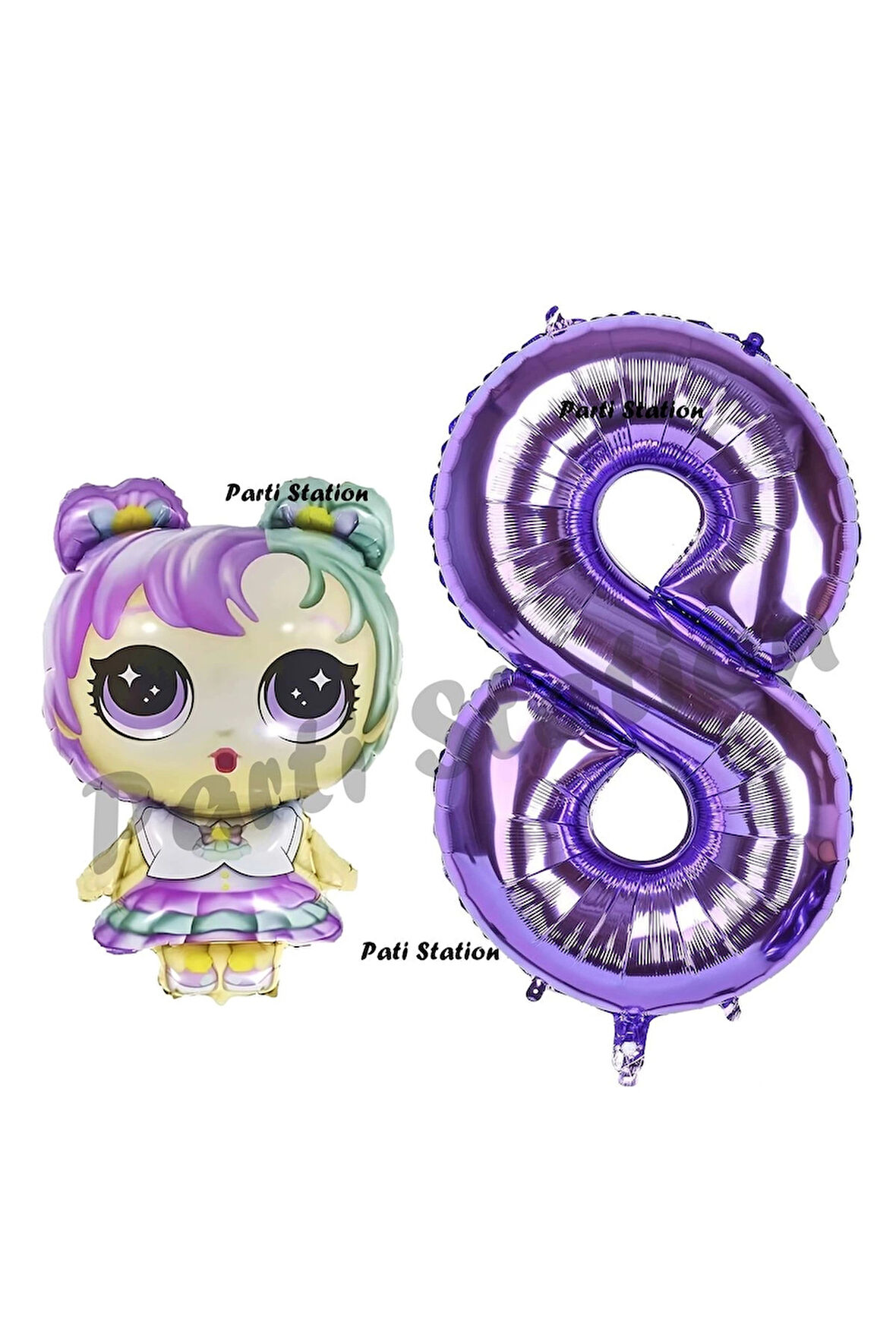 LOL Bebek 2 Yaş Balon ve Mor Rakam Balon Doğum Günü Parti Set