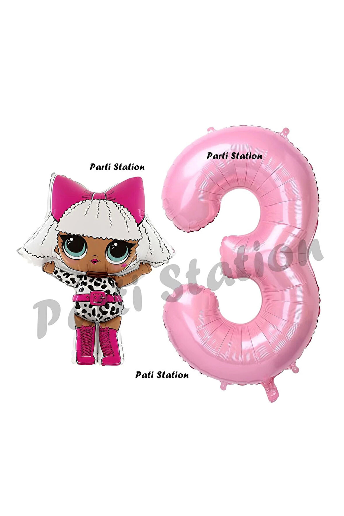 Diva LOL Bebek 9 Yaş Balon ve Pembe Rakam Balon Doğum Günü Parti Set