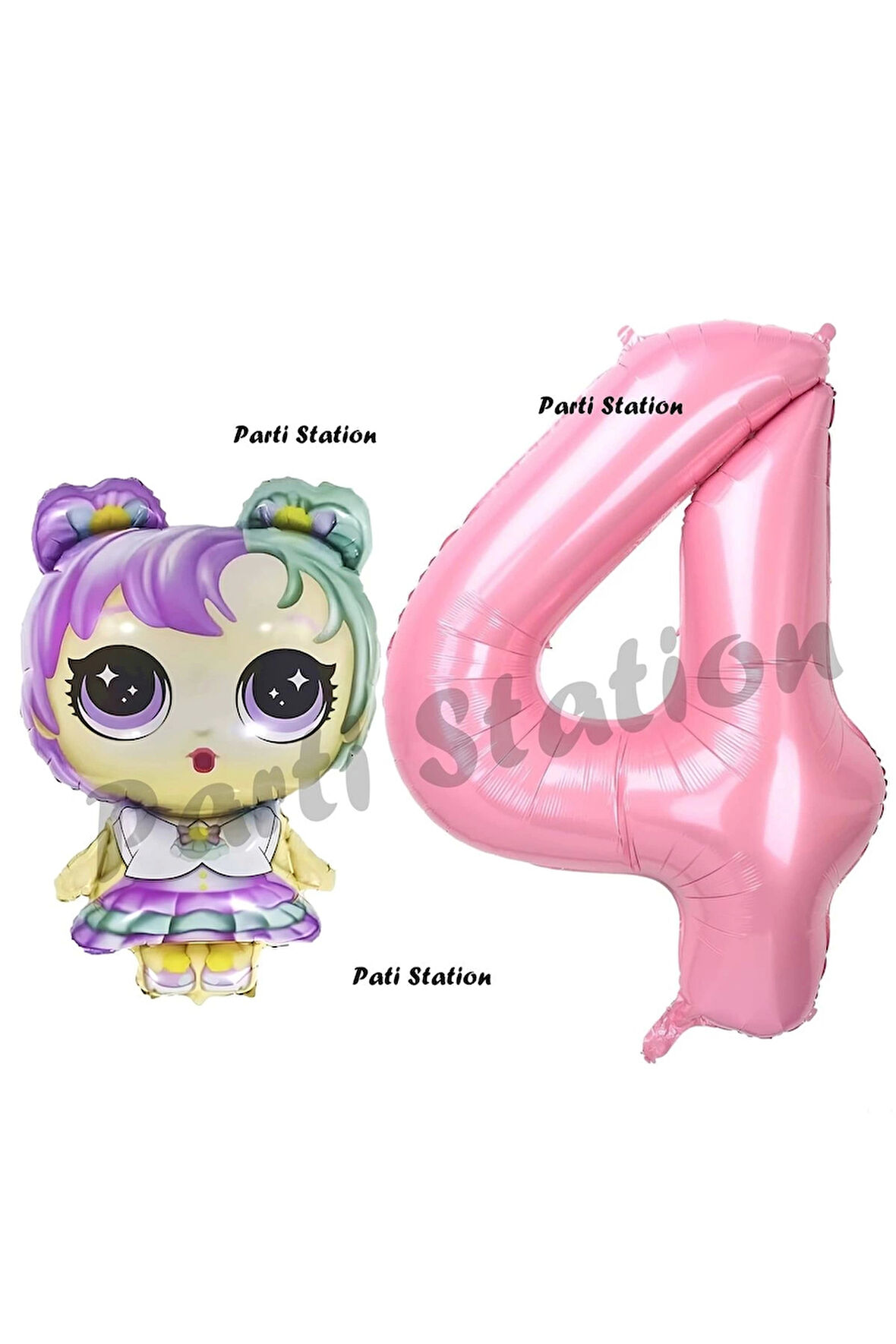 LOL Bebek 4 Yaş Balon ve Pembe Rakam Balon Doğum Günü Parti Set