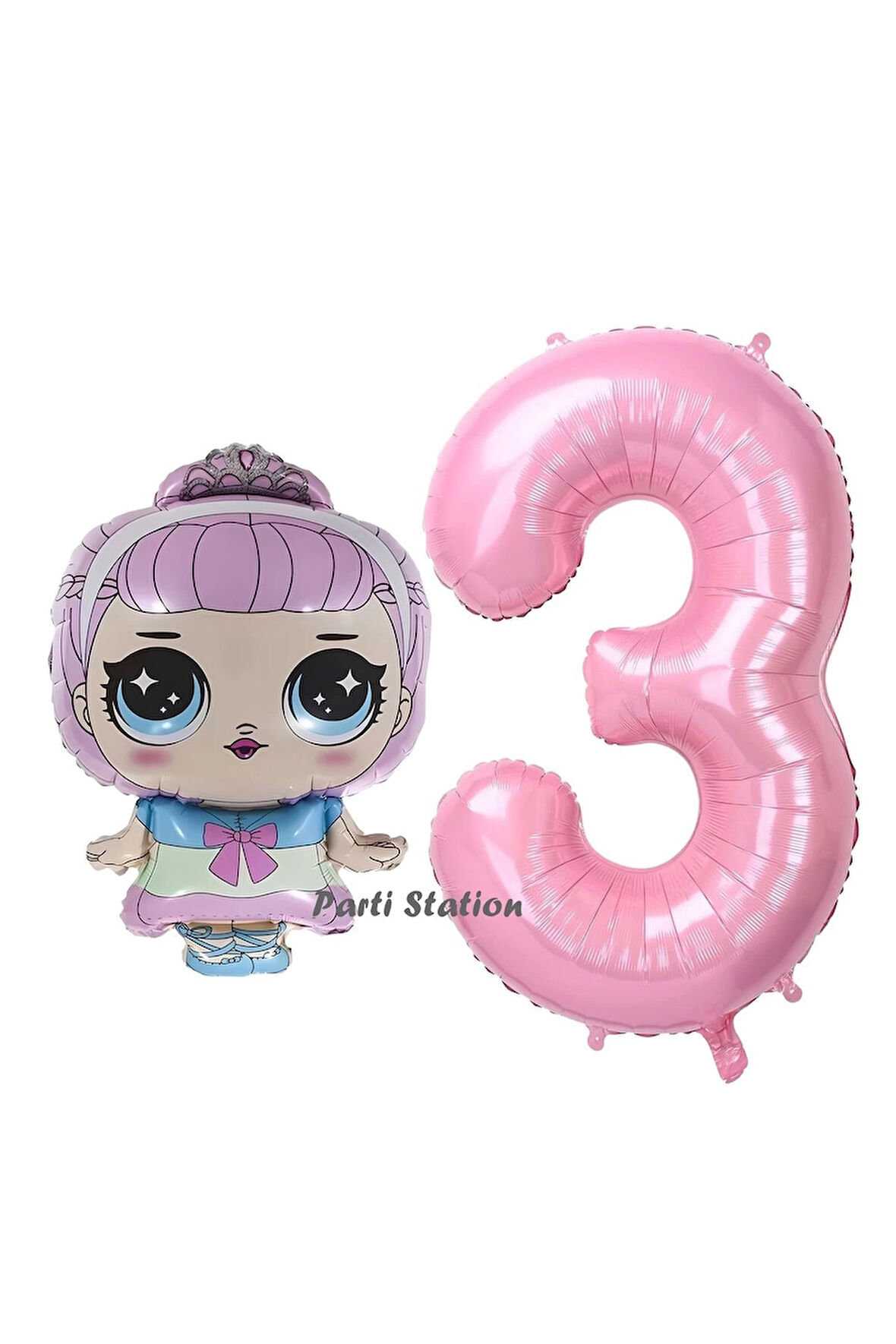 Prenses LOL Bebek 5 Yaş Balon ve Pembe Rakam Balon Doğum Günü Parti Set